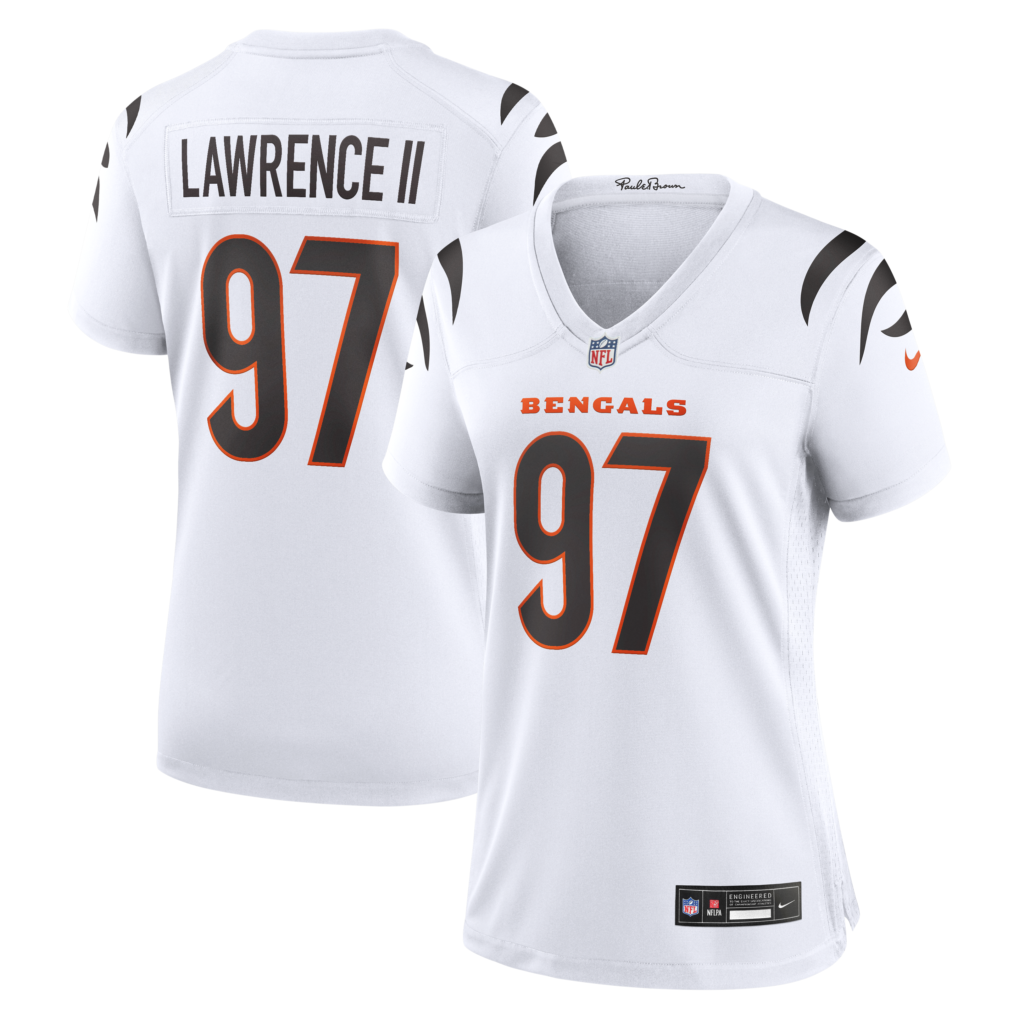 Cincinnati Bengals Nike Game Road Jersey - White - Dexter Lawrence II - Womens, , rebel_hi-res