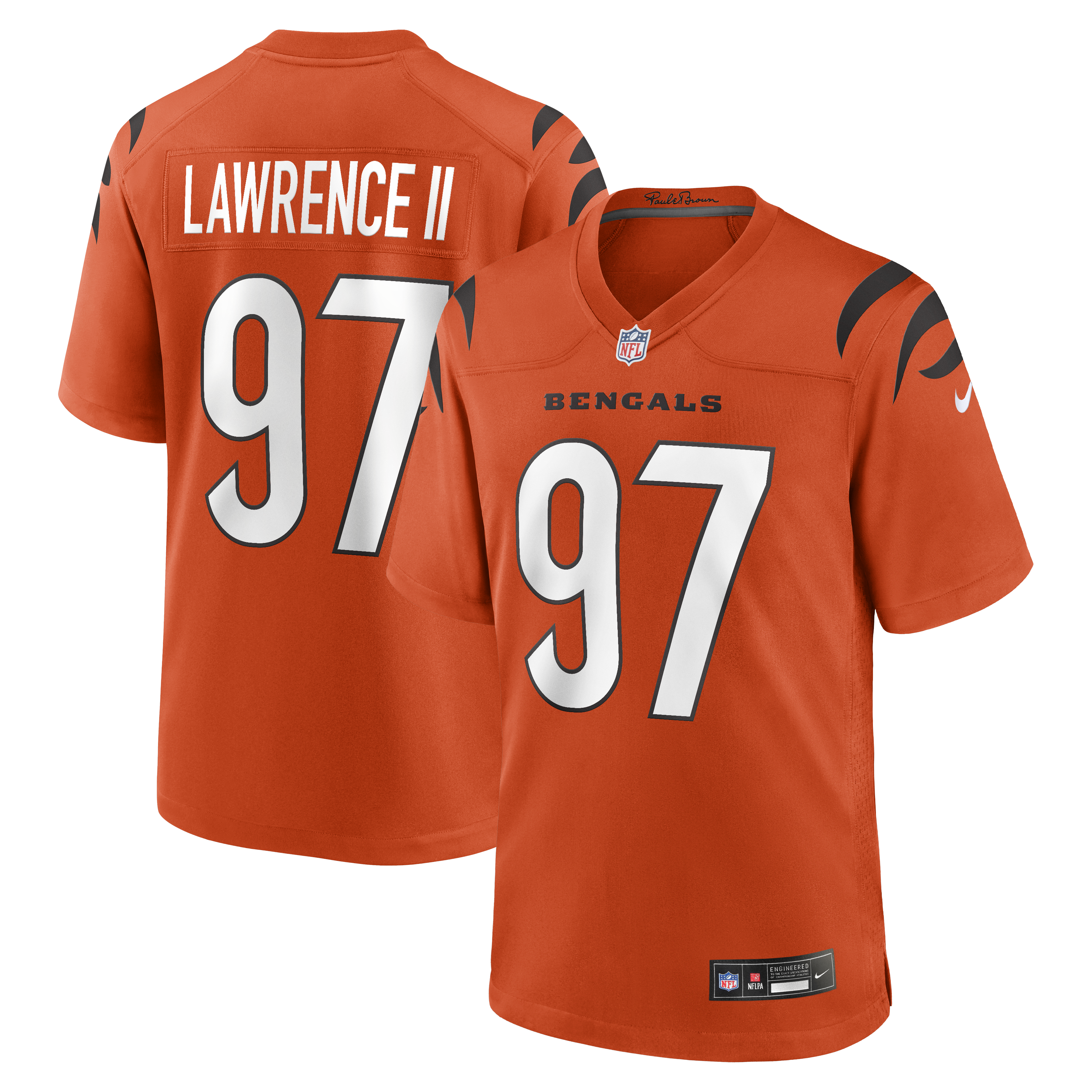 Cincinnati Bengals Nike Game Alternate Jersey - Orange - Dexter Lawrence II - Mens, , rebel_hi-res