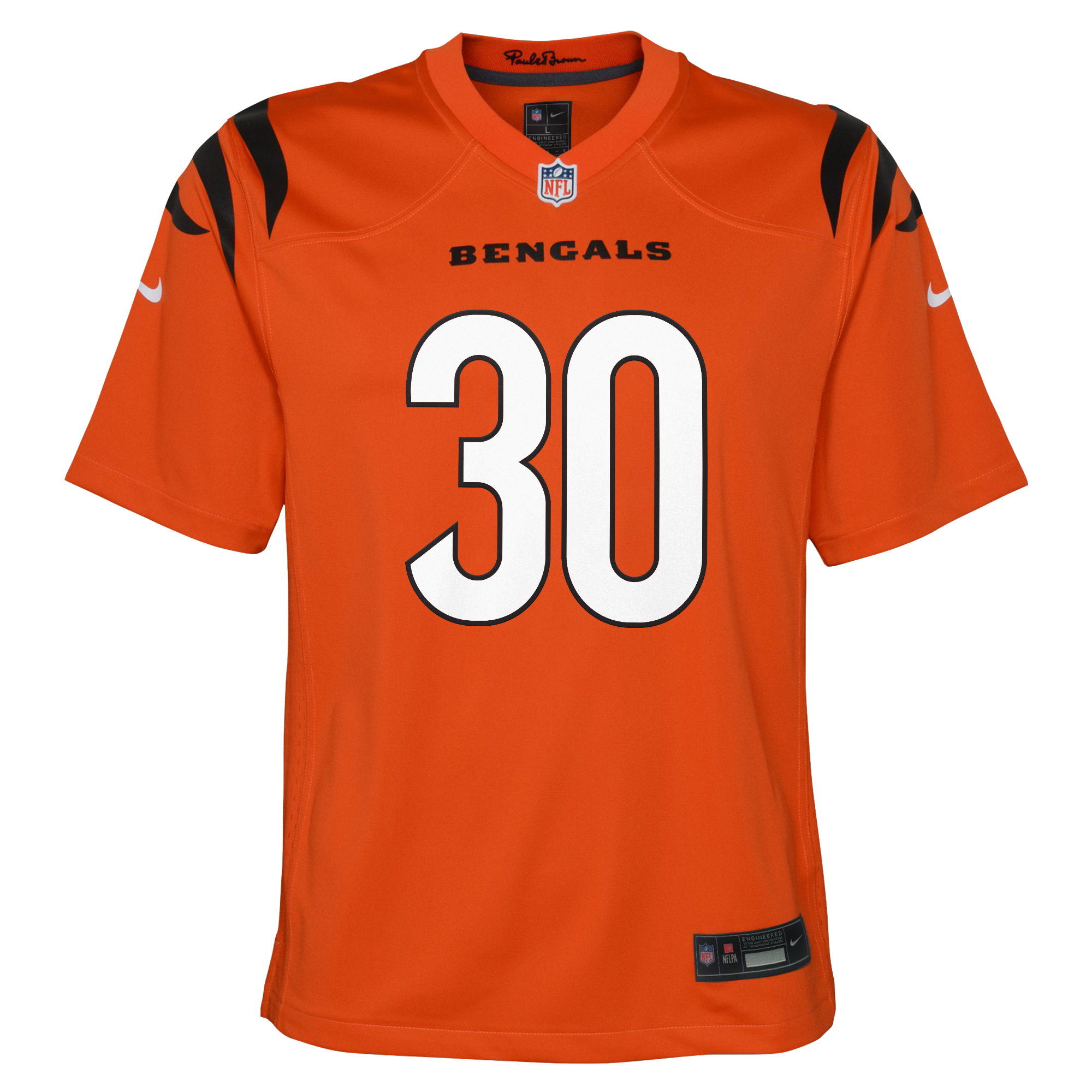 Cincinnati Bengals Nike Game Alternate Jersey - Orange - Chase Brown - Youth, , rebel_hi-res