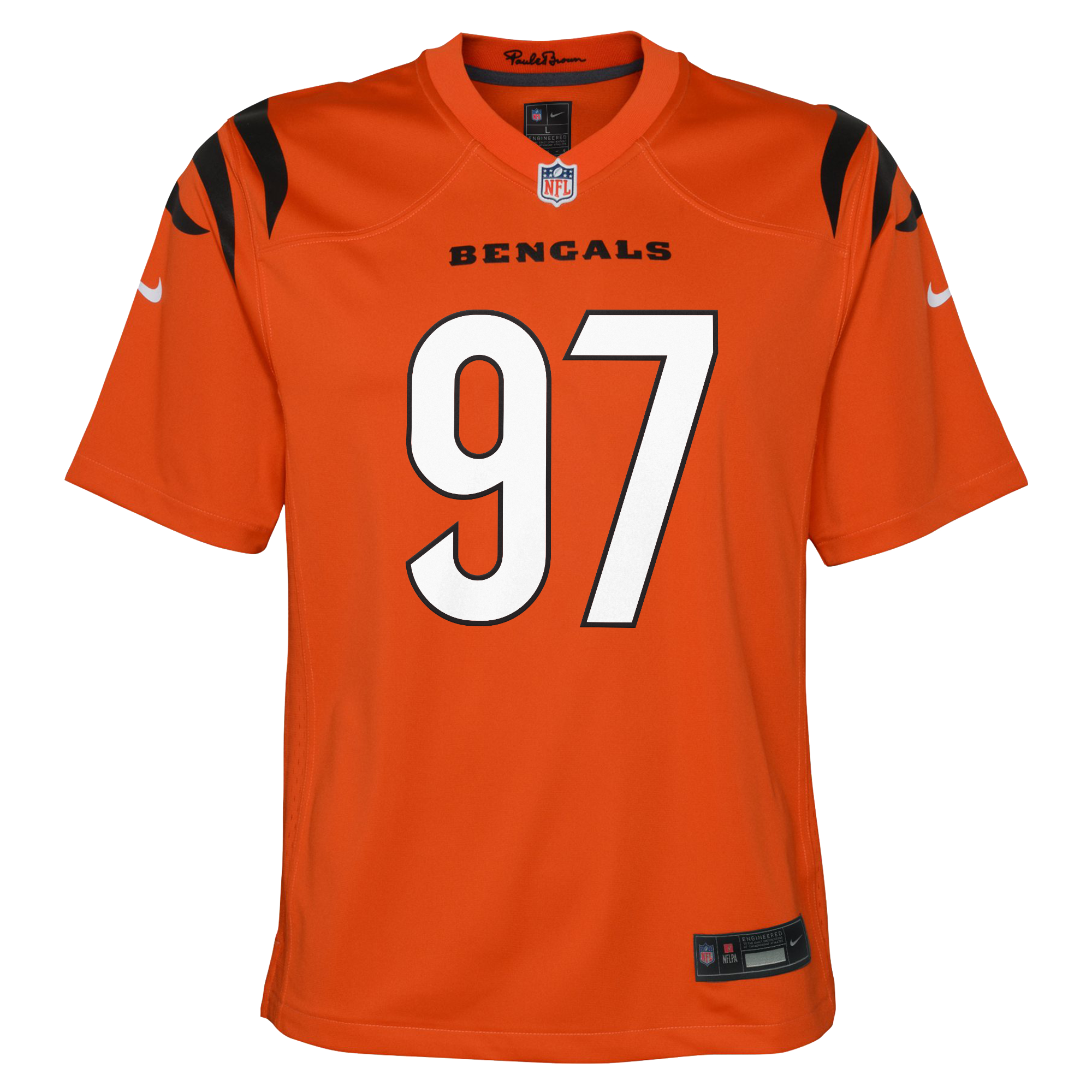 Cincinnati Bengals Nike Game Alternate Jersey - Orange - Dexter Lawrence II - Youth, , rebel_hi-res