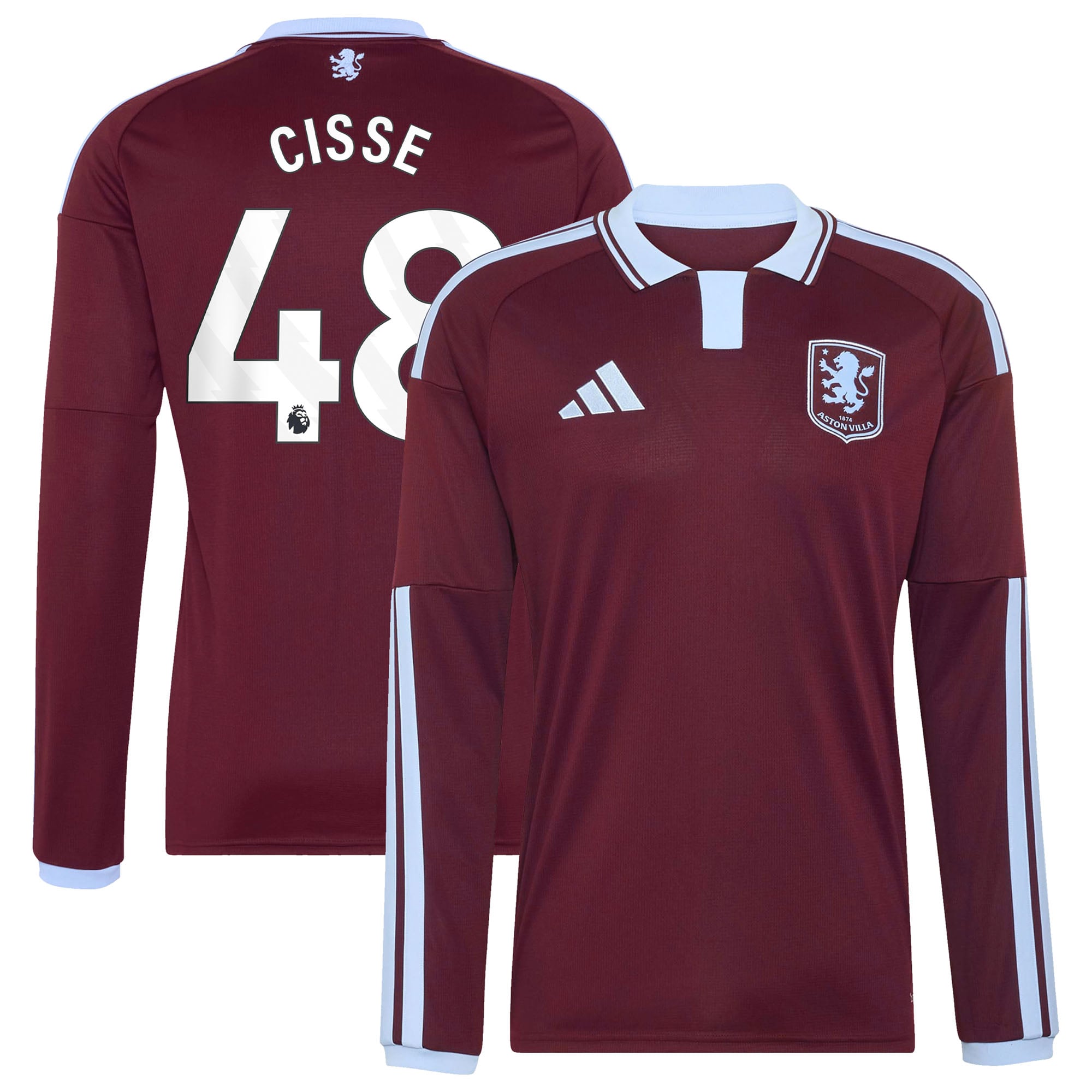 Aston Villa adidas Home Shirt 2026-27 - Long Sleeve with Cisse 48 printing