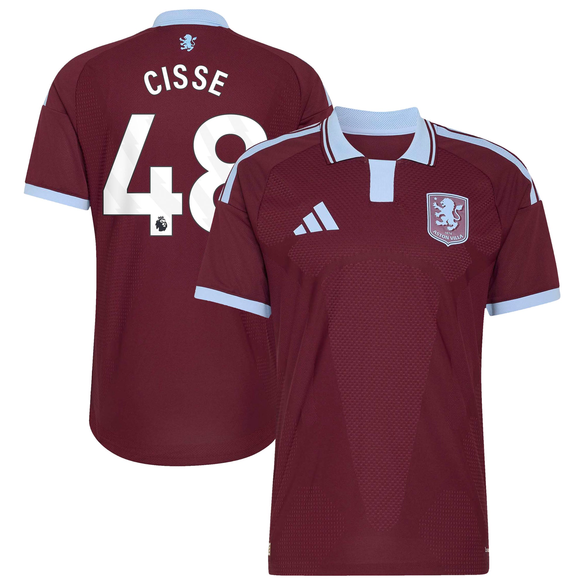 Aston Villa adidas Home Authentic Shirt 2026-27 with Cisse 48 printing