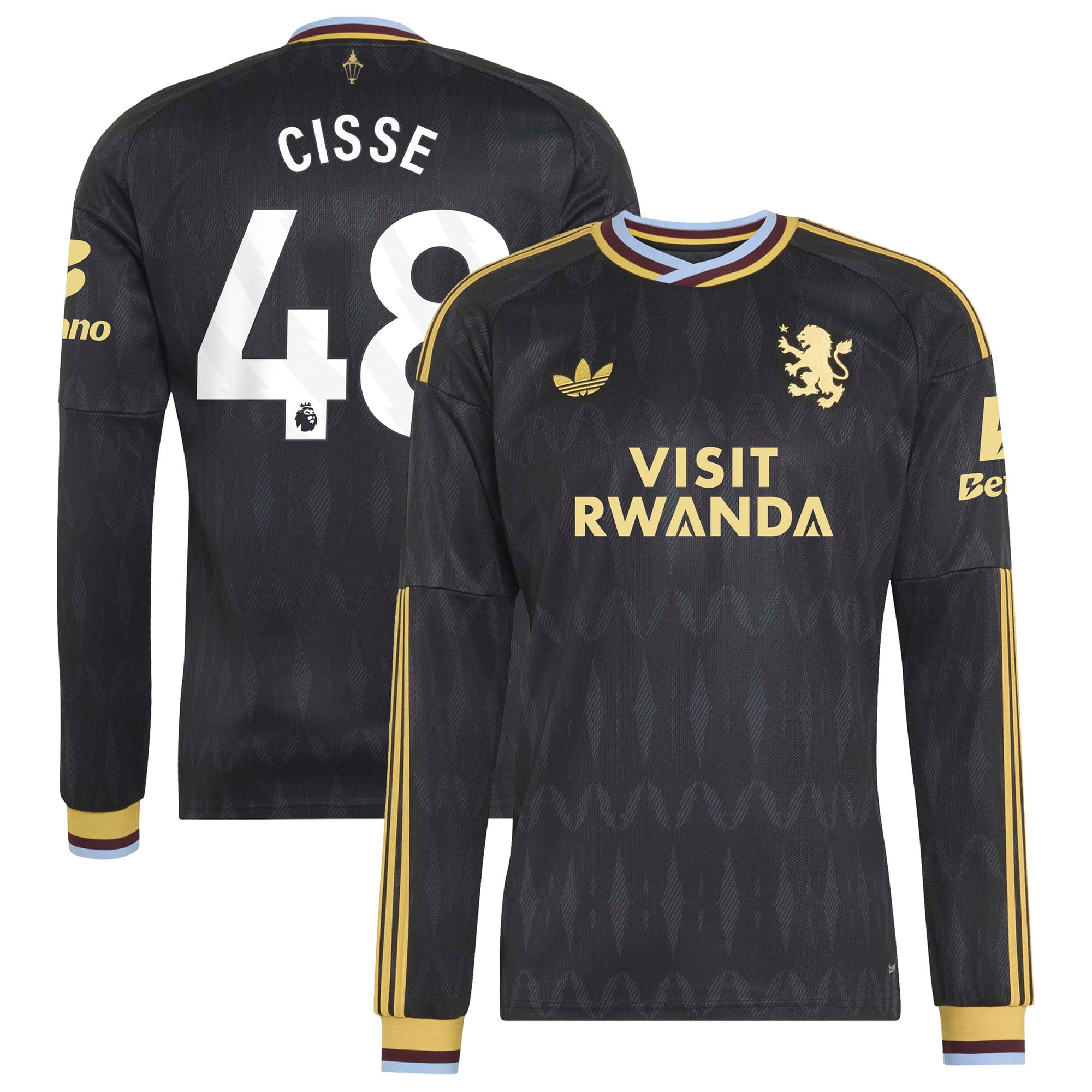 Aston Villa adidas Away Shirt 2026-27 - Long Sleeve - Kids with Cisse 48 printing