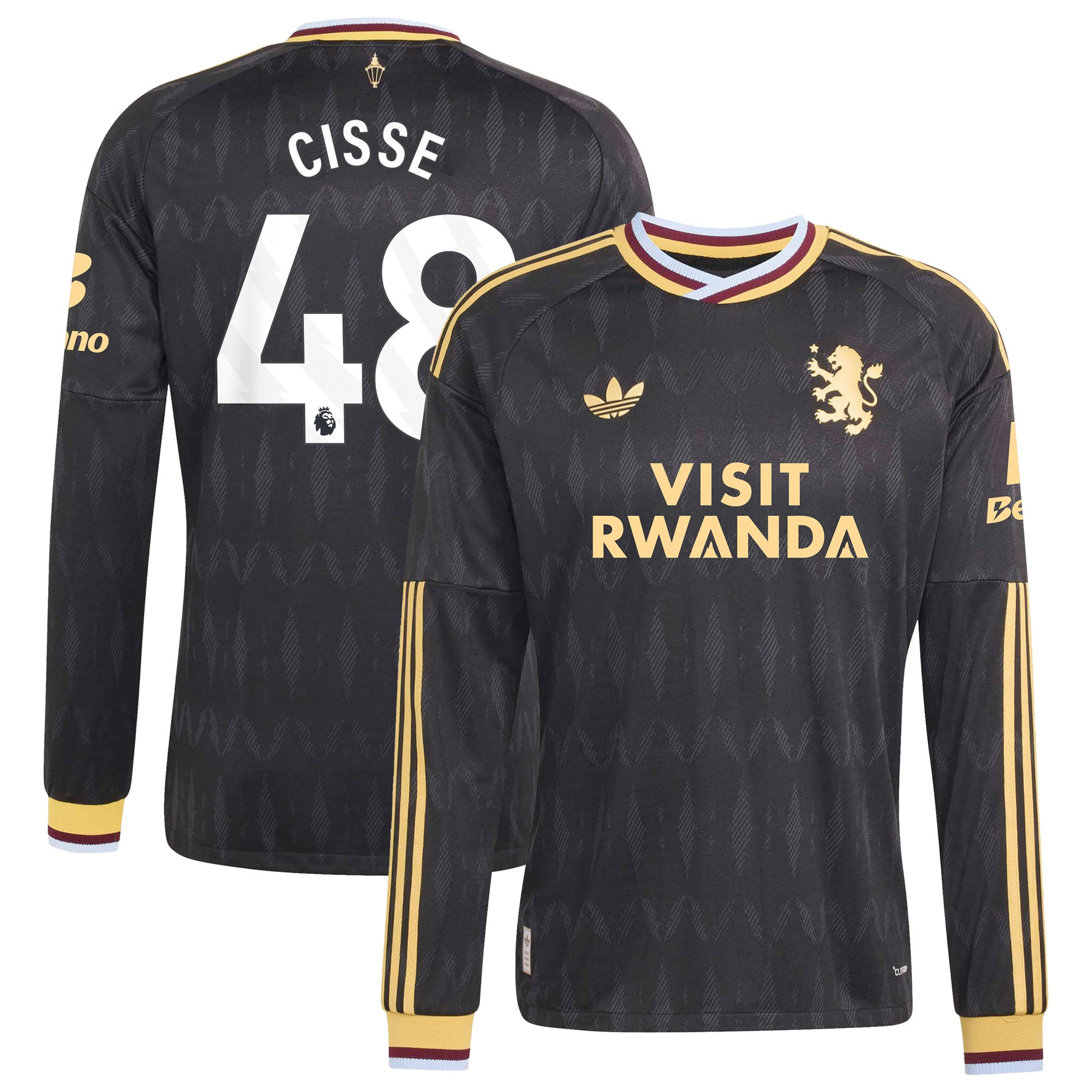 Aston Villa adidas Away Authentic Shirt 2026-27 - Long Sleeve with Cisse 48 printing