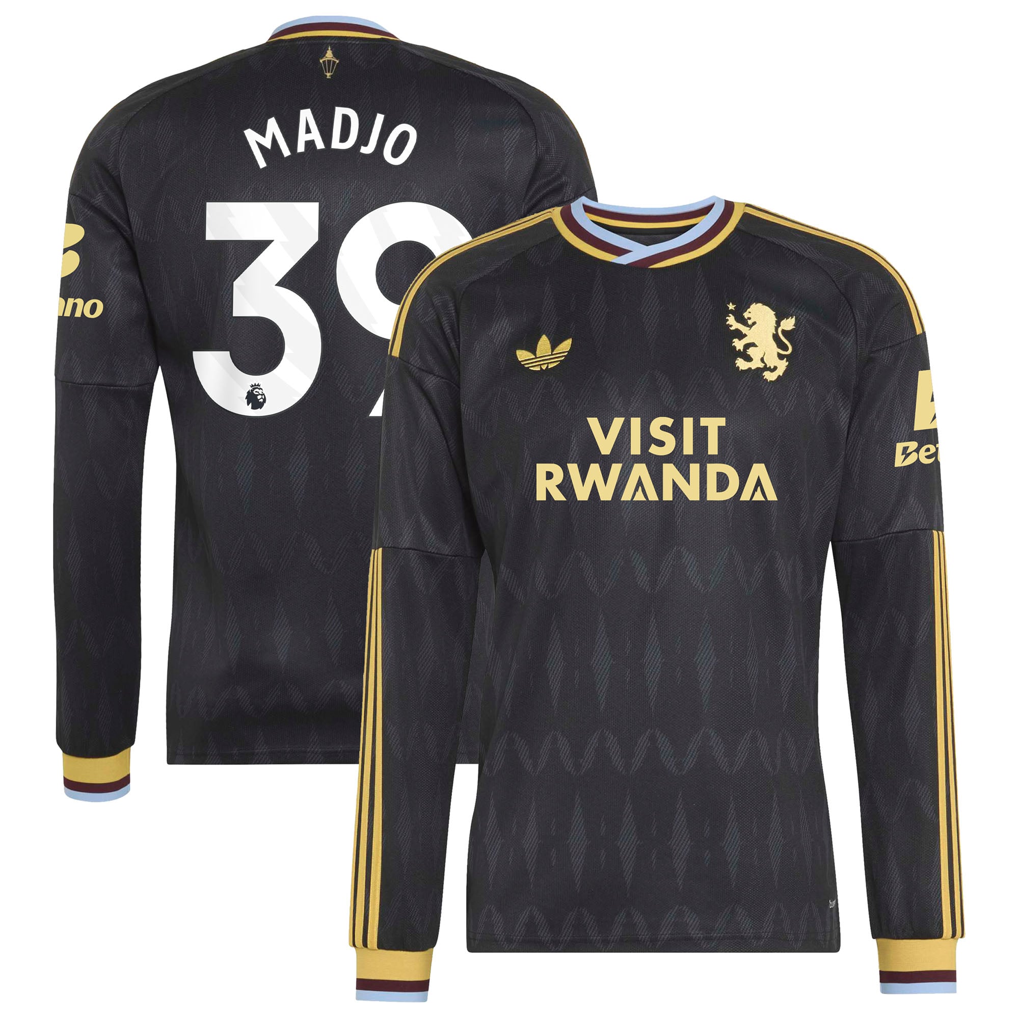 Aston Villa adidas Away Shirt 2026-27 - Long Sleeve - Kids with Madjo 39 printing, , rebel_hi-res