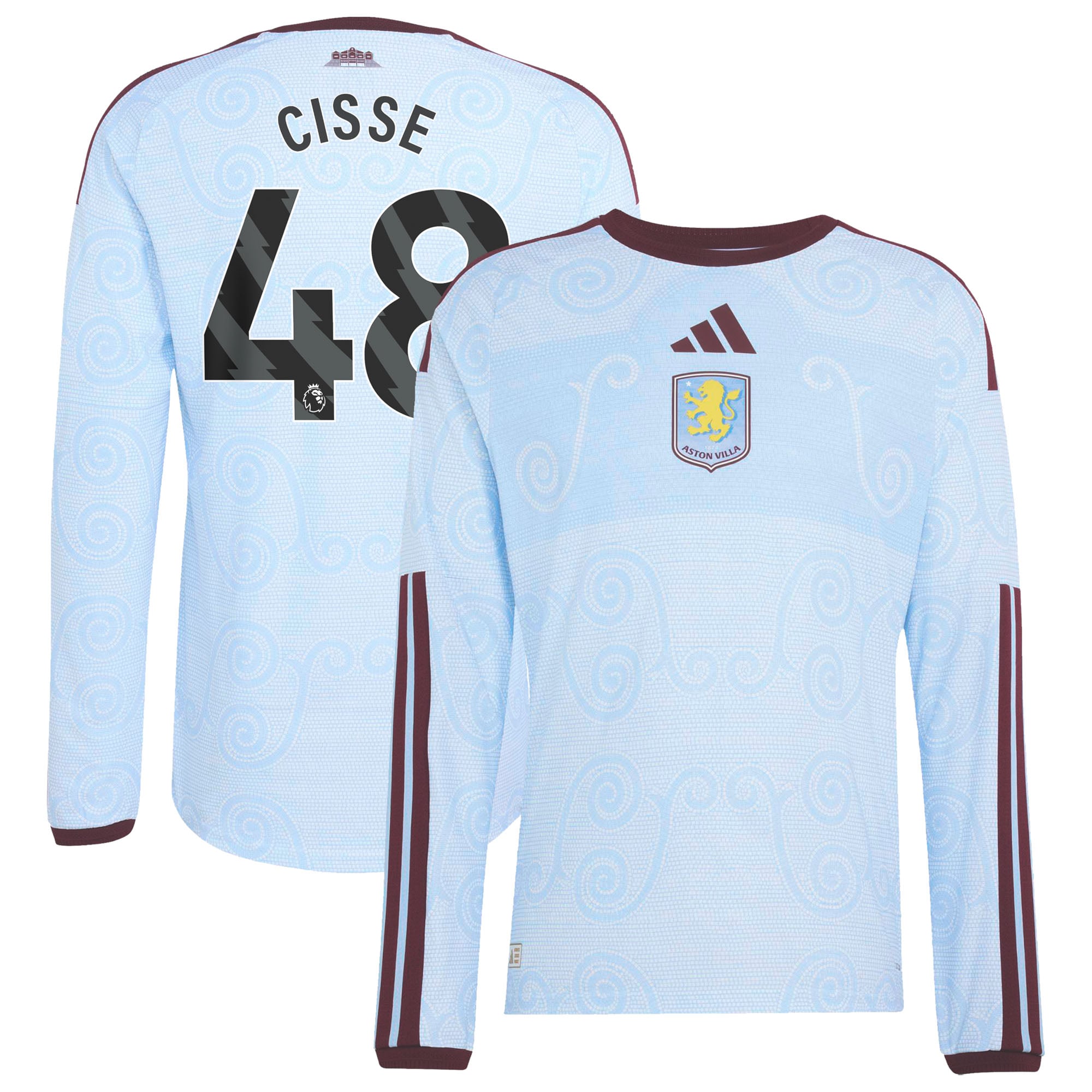 Aston Villa adidas Third Authentic Shirt 2026-27 - Long Sleeve with Cisse 48 printing