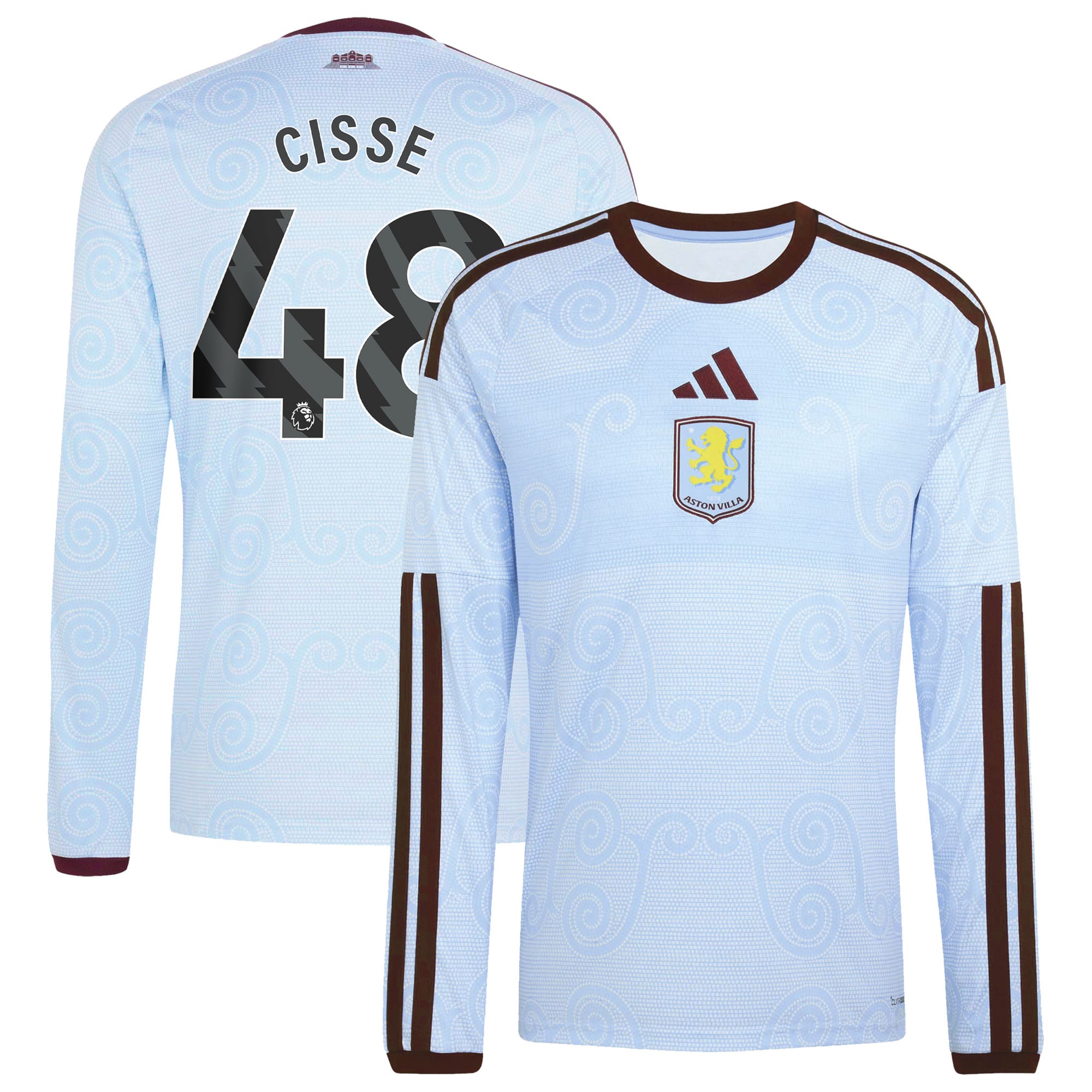 Aston Villa adidas Third Shirt 2026-27 - Long Sleeve with Cisse 48 printing