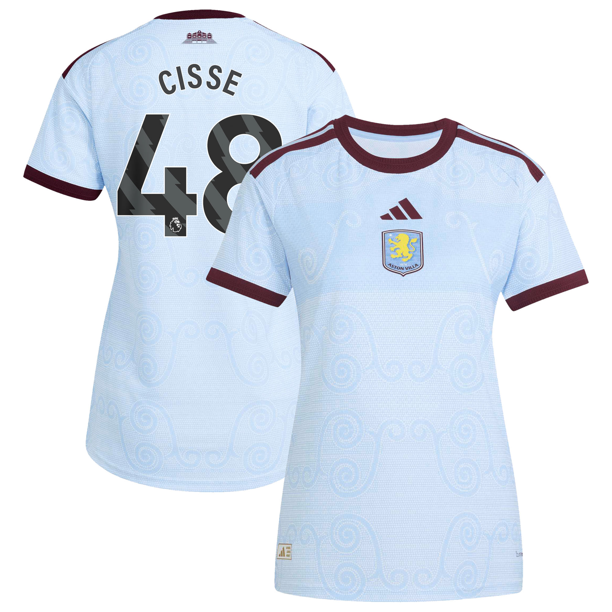 Aston Villa adidas Third Authentic Shirt 2026-27 - Womens with Cisse 48 printing, , rebel_hi-res