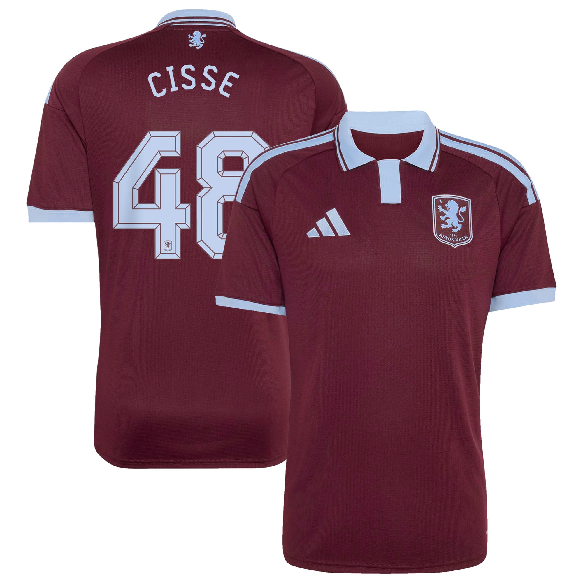 Aston Villa adidas Home Shirt 2026-27 with Cisse 48 Cup printing