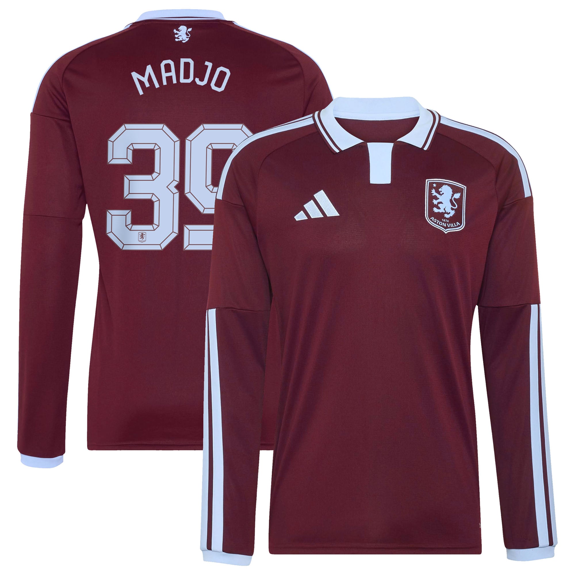 Aston Villa adidas Home Shirt 2026-27 - Long Sleeve with Madjo 39 Cup printing