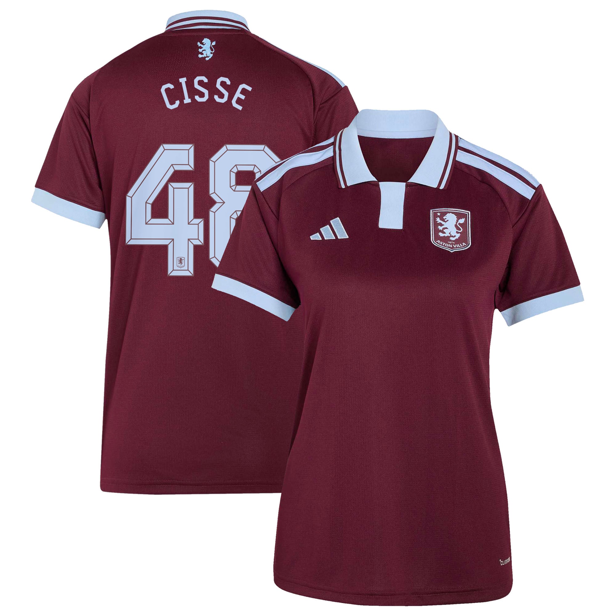 Aston Villa adidas Home Shirt 2026-27 - Womens with Cisse 48 Cup printing