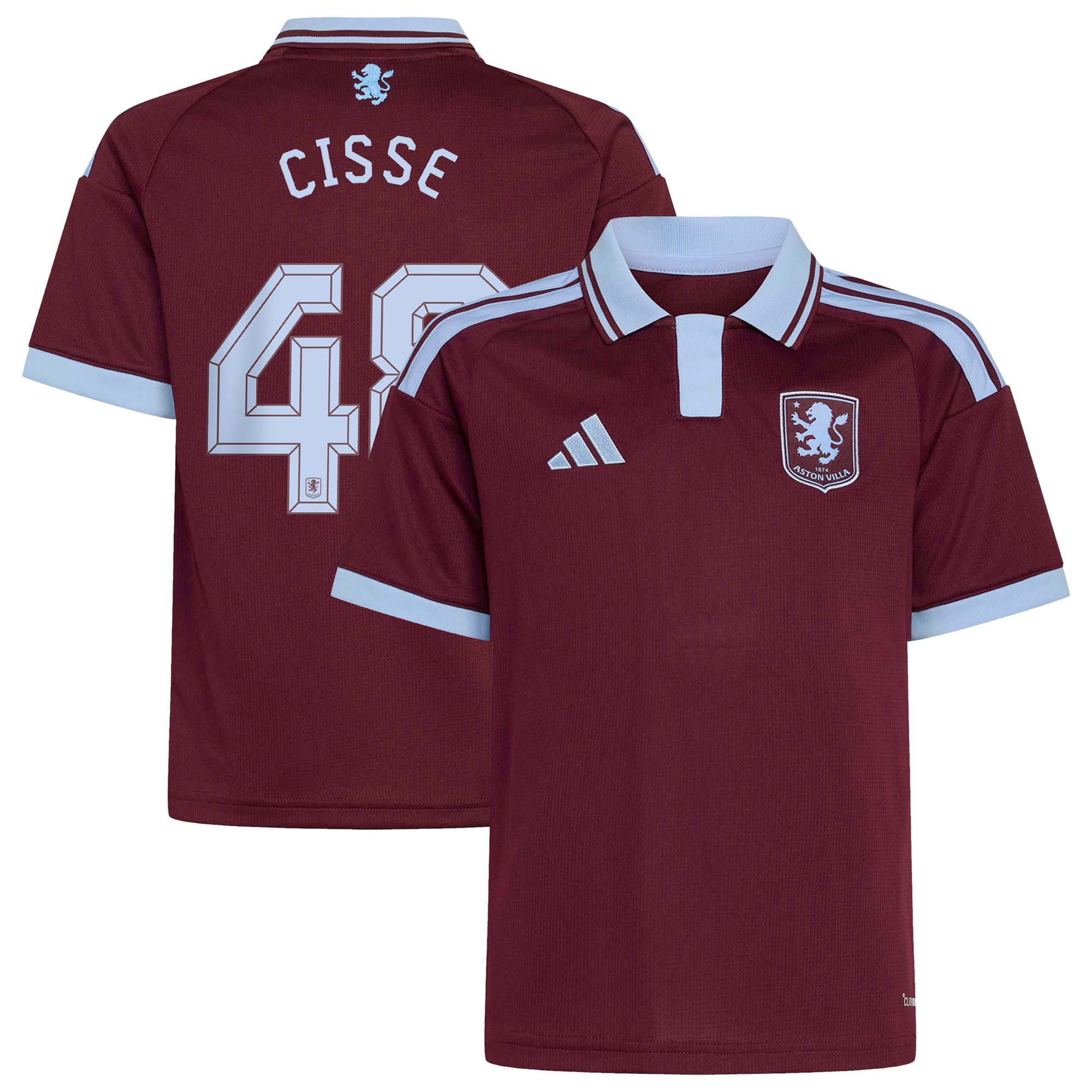 Aston Villa adidas Home Shirt 2026-27 - Kids with Cisse 48 Cup printing
