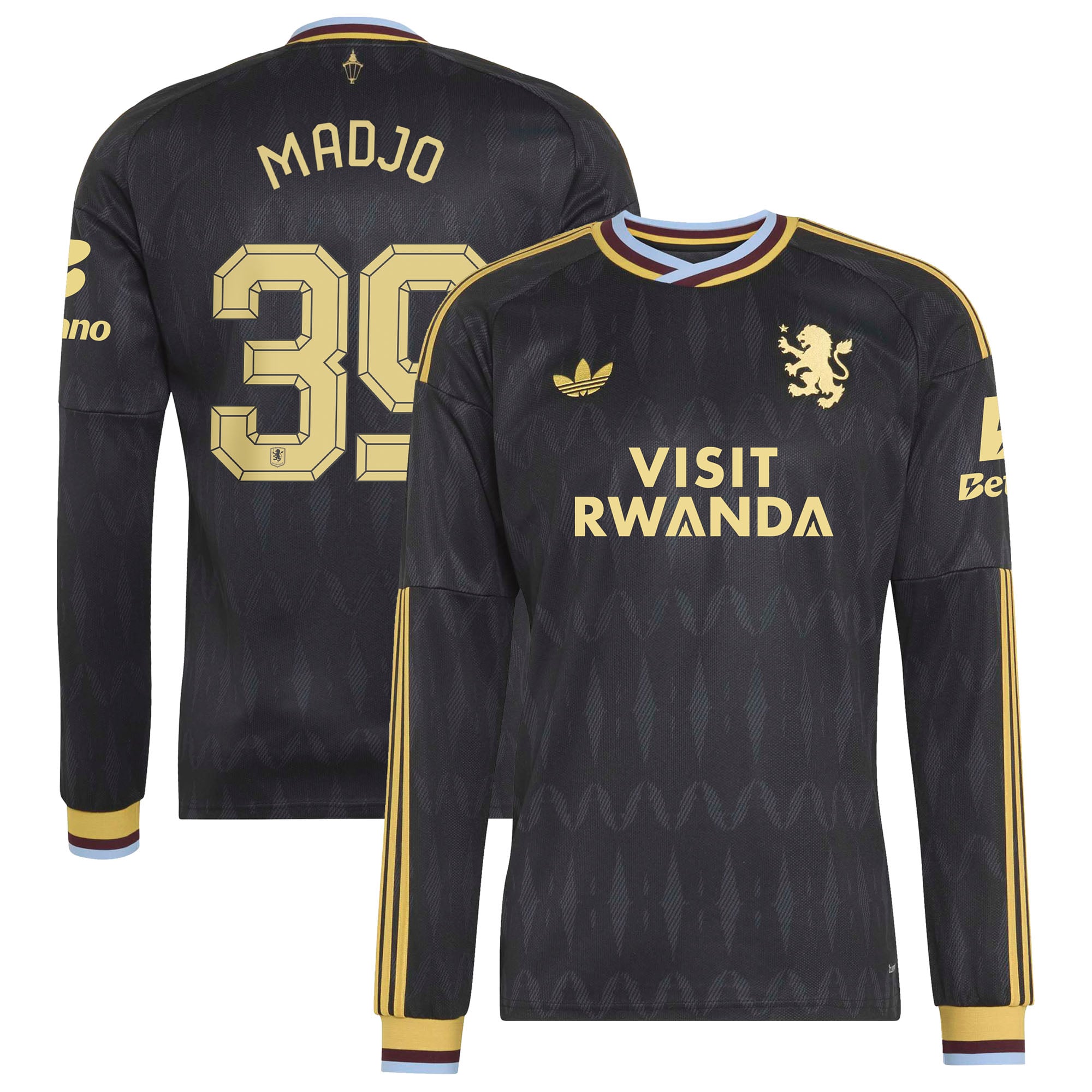 Aston Villa adidas Away Shirt 2026-27 - Long Sleeve - Kids with Madjo 39 Cup printing