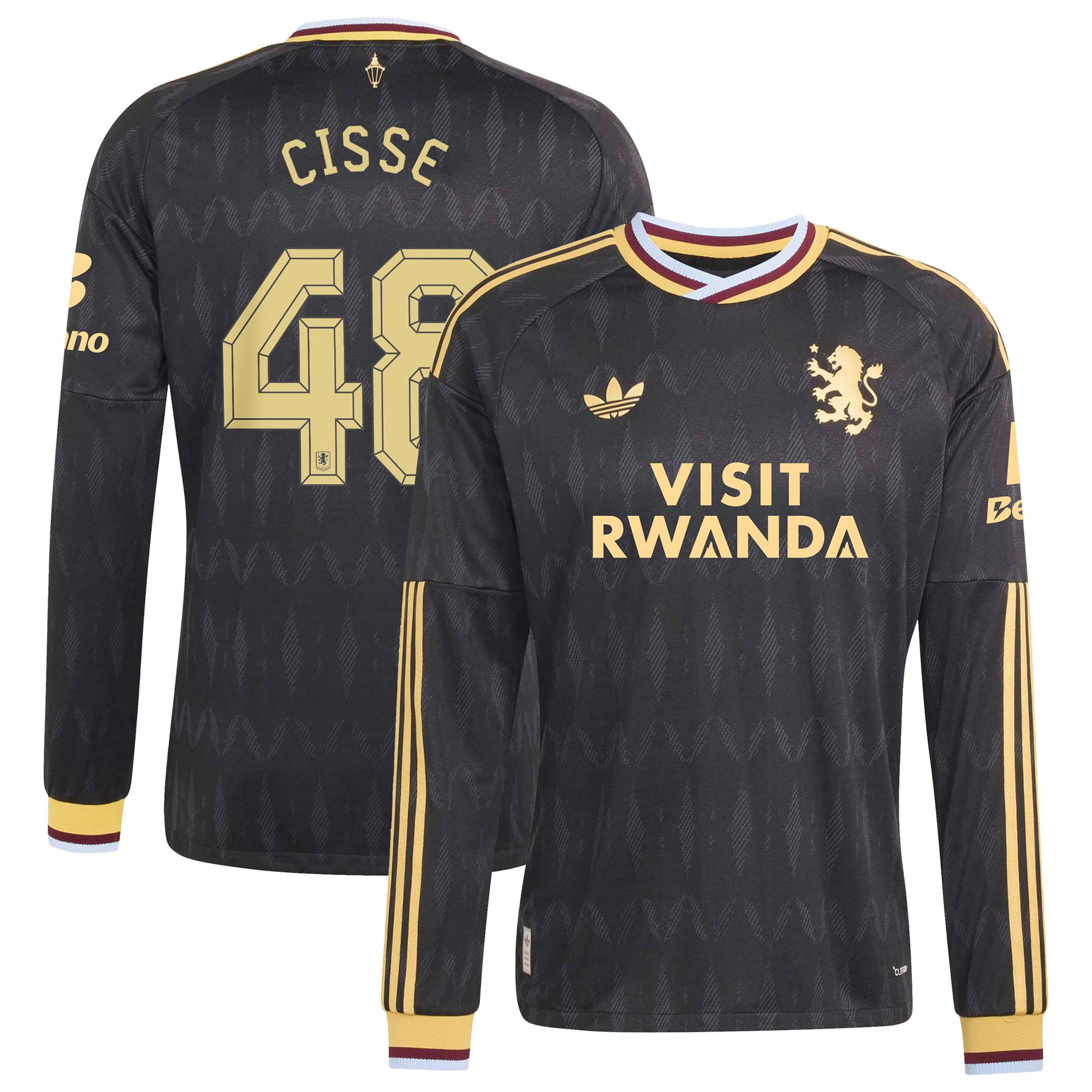Aston Villa adidas Away Authentic Shirt 2026-27 - Long Sleeve with Cisse 48 Cup printing