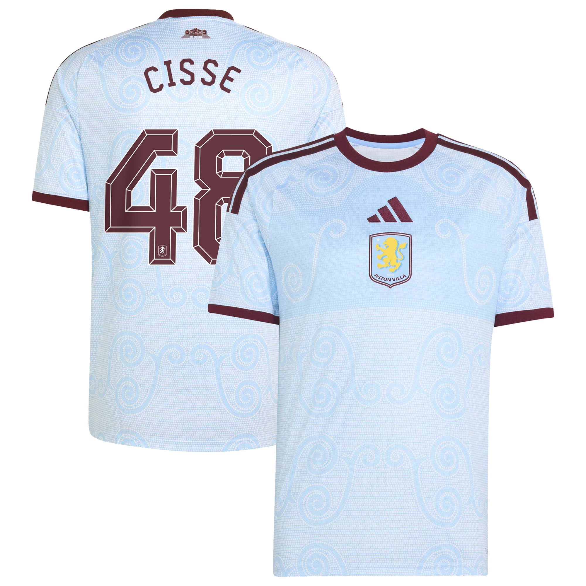 Aston Villa adidas Third Shirt 2026-27 with Cisse 48 Cup printing