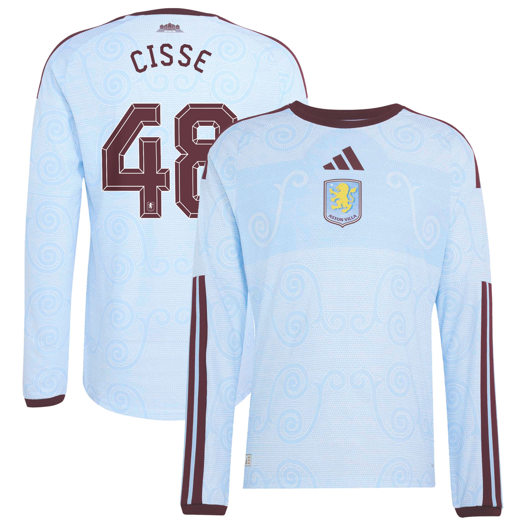 Aston Villa adidas Third Authentic Shirt 2026-27 - Long Sleeve with Cisse 48 Cup printing