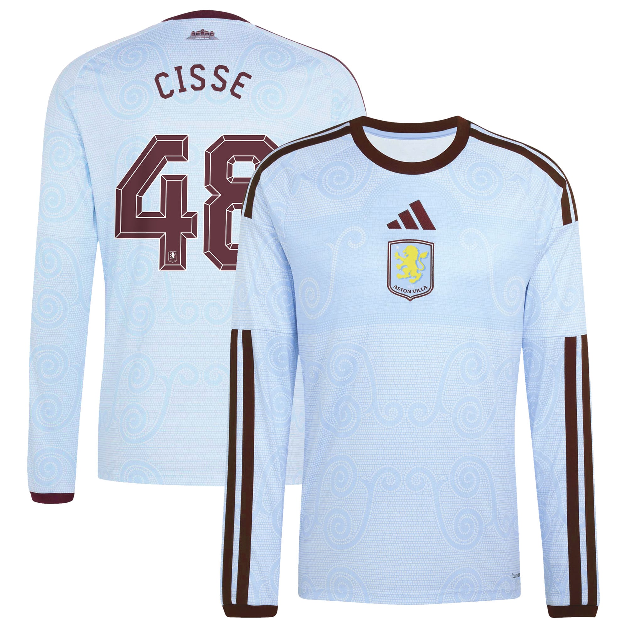 Aston Villa adidas Third Shirt 2026-27 - Long Sleeve with Cisse 48 Cup printing