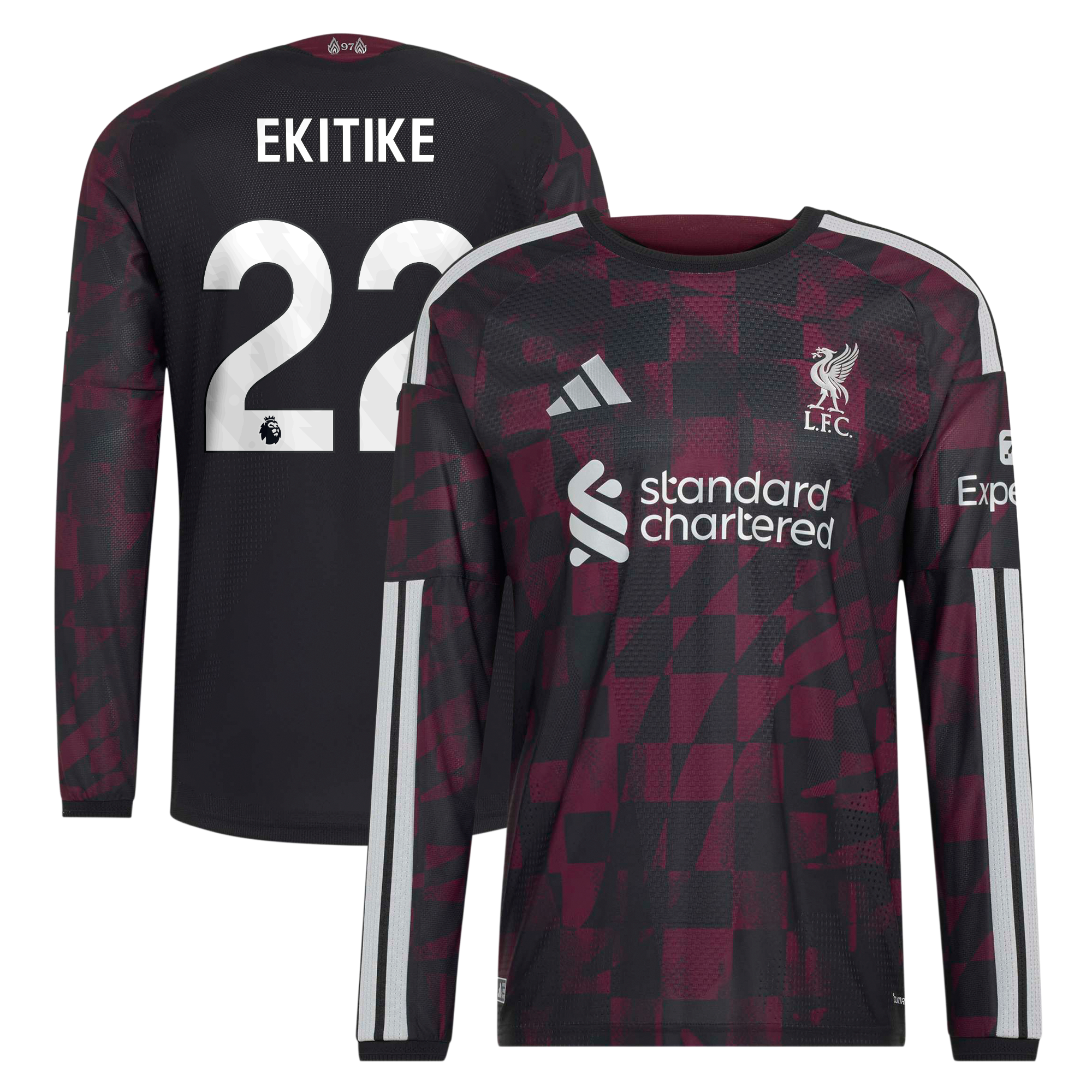 Liverpool adidas Third Authentic Shirt 2026-27 - Long Sleeve with Ekitike 22 printing