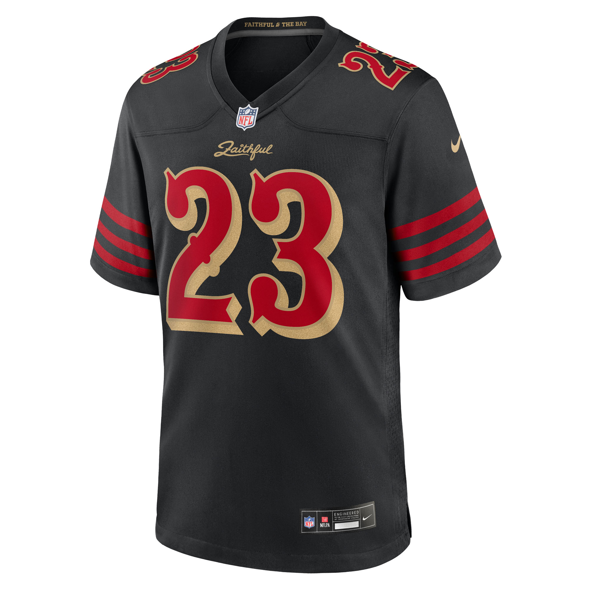 San Francisco 49ers Nike 2025 Rivalries Game Jersey - Black - Christian McCaffrey - Mens, , rebel_hi-res