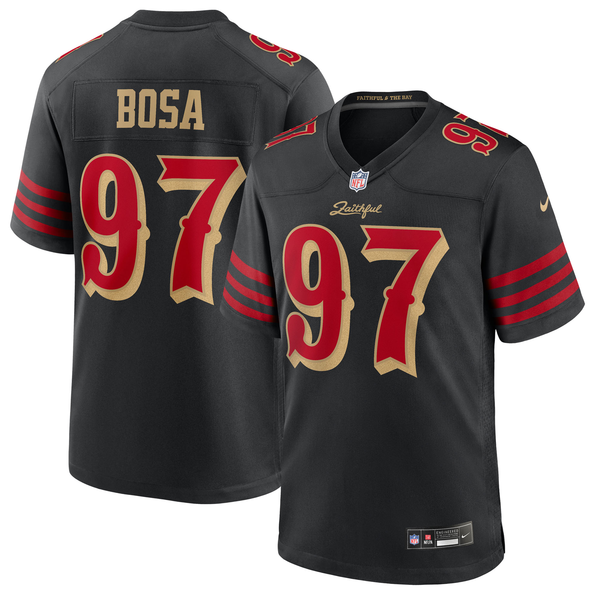 San Francisco 49ers Nike 2025 Rivalries Game Jersey - Black - Nick Bosa - Mens, , rebel_hi-res
