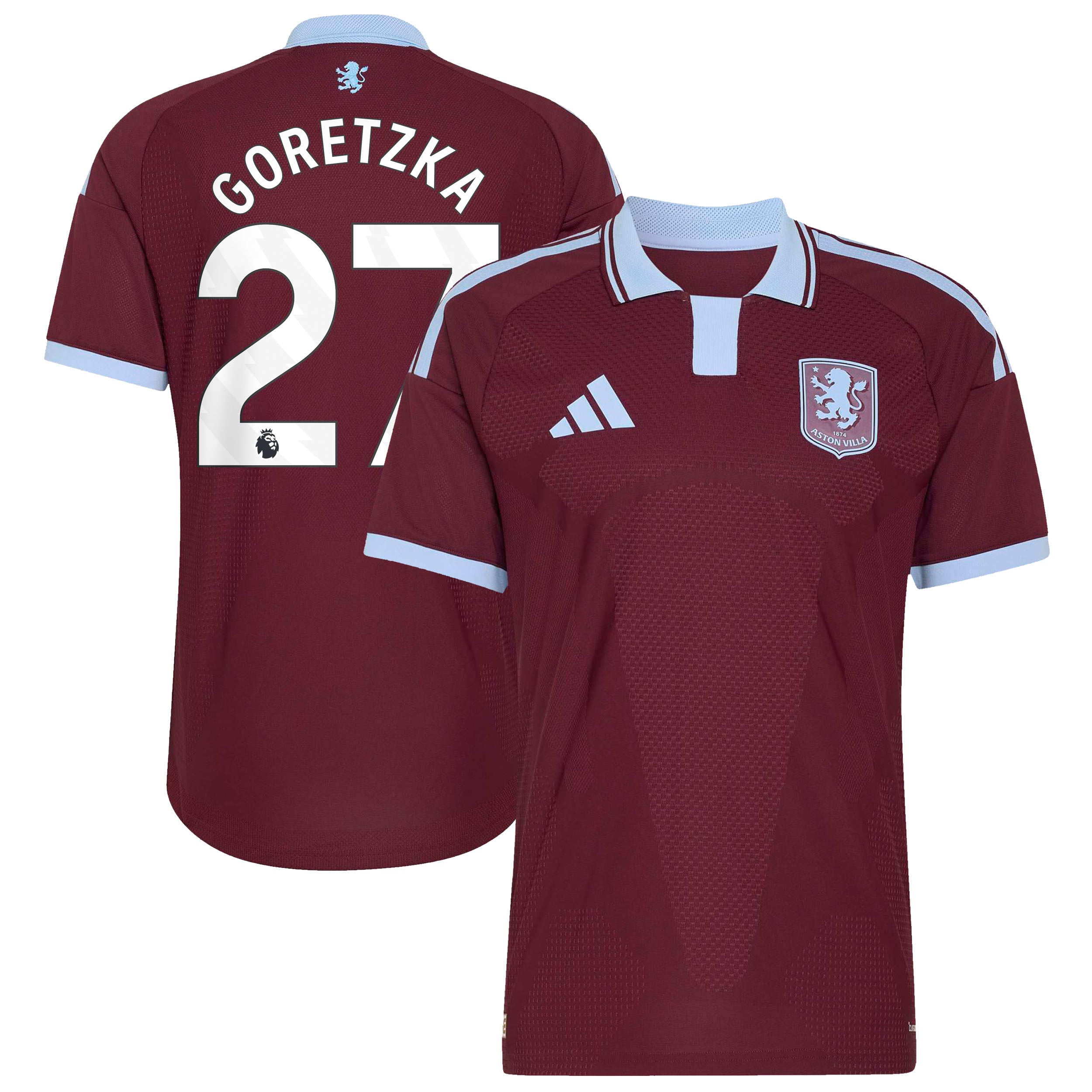 Aston Villa adidas Home Authentic Shirt 2026-27 with Goretzka 27 printing