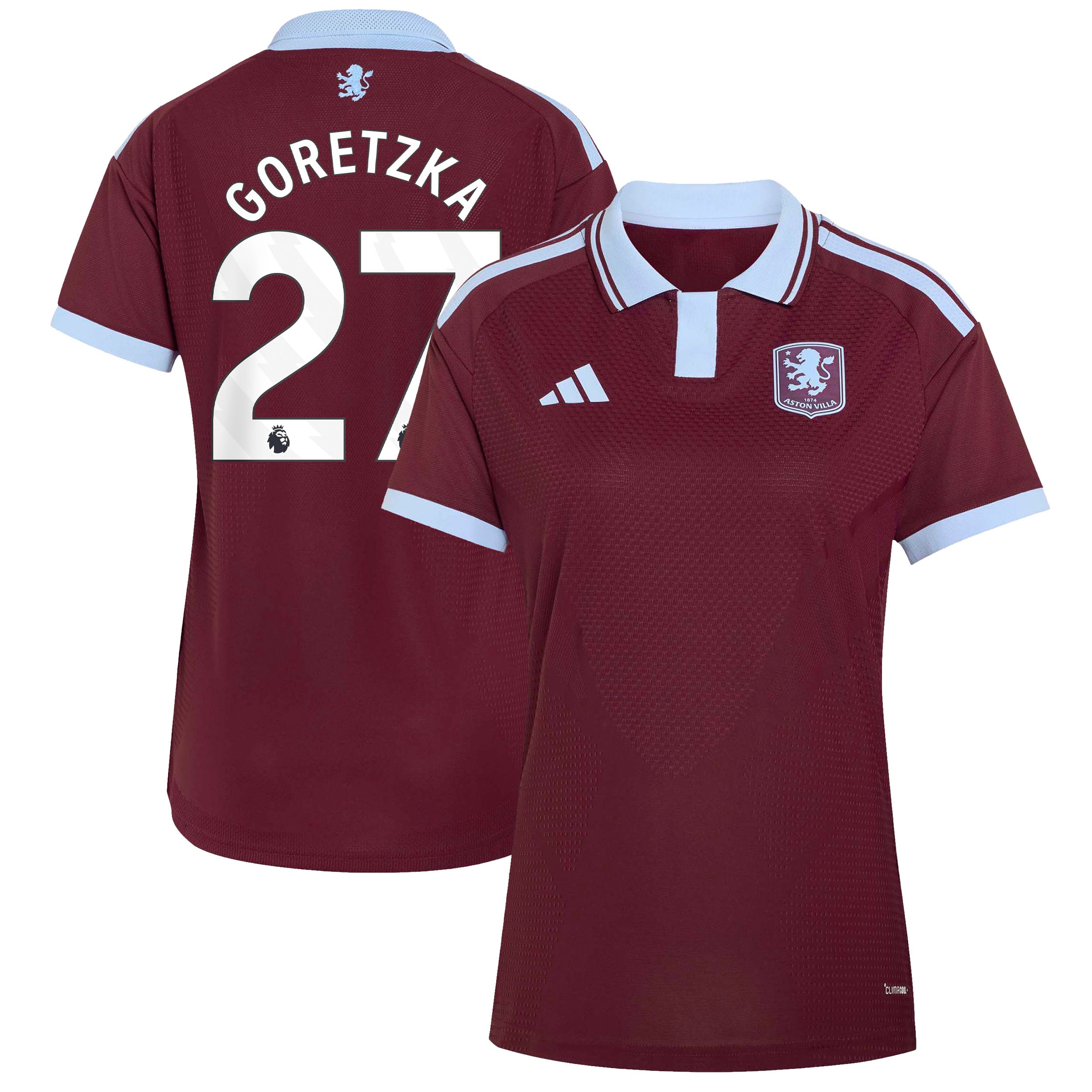 Aston Villa adidas Home Authentic Shirt 2026-27 - Womens with Goretzka 27 printing, , rebel_hi-res