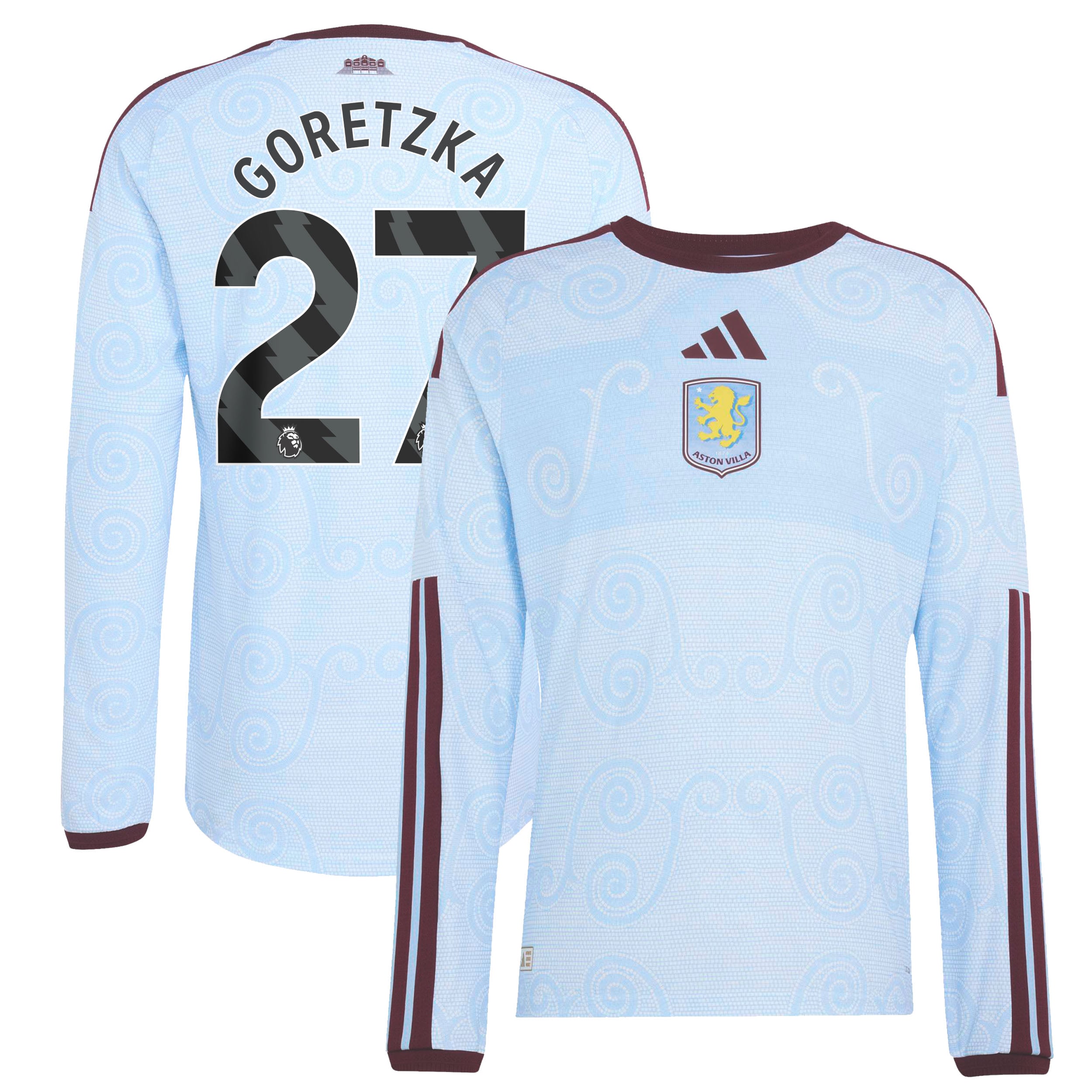 Aston Villa adidas Third Authentic Shirt 2026-27 - Long Sleeve with Goretzka 27 printing
