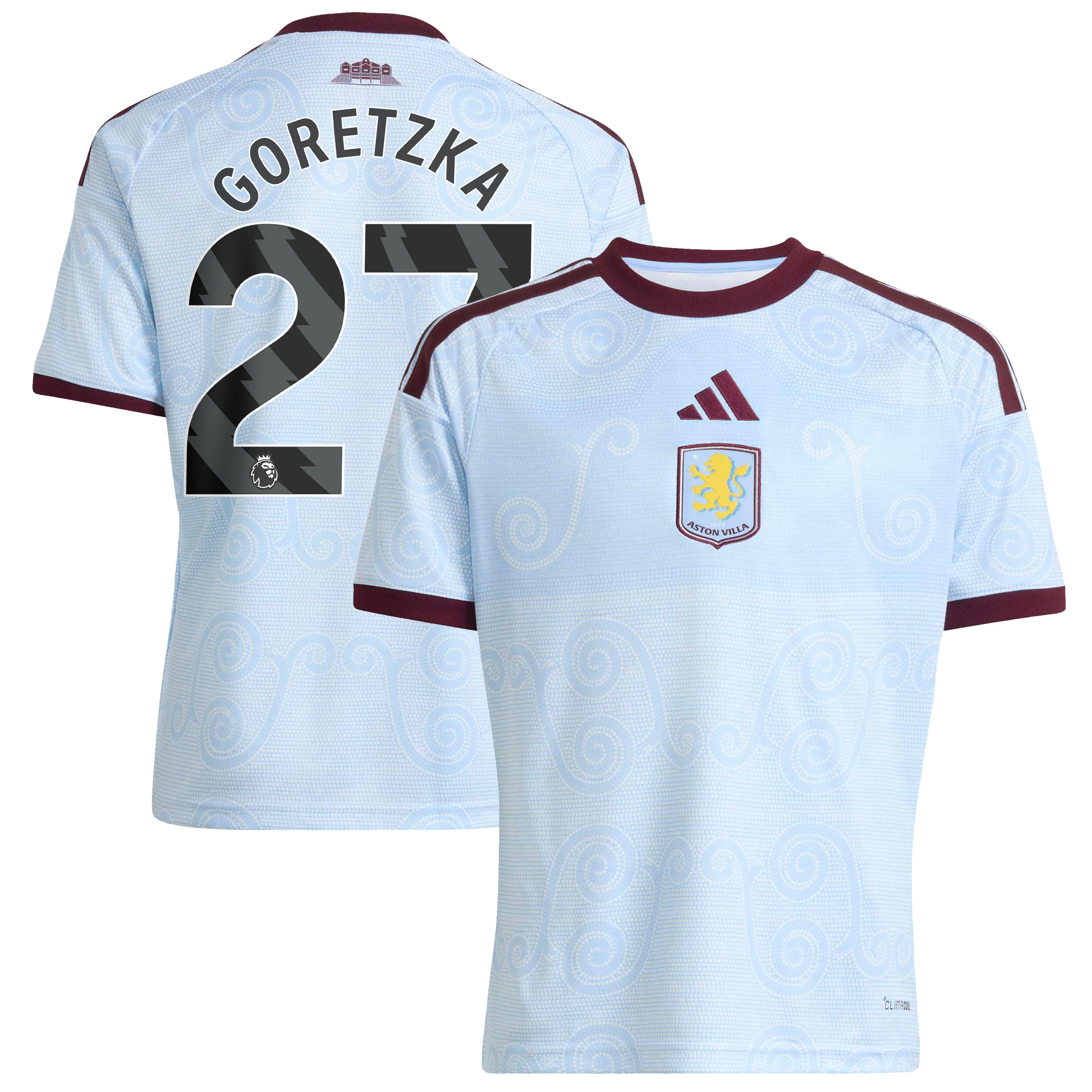 Aston Villa adidas Third Shirt 2026-27 - Kids with Goretzka 27 printing, , rebel_hi-res