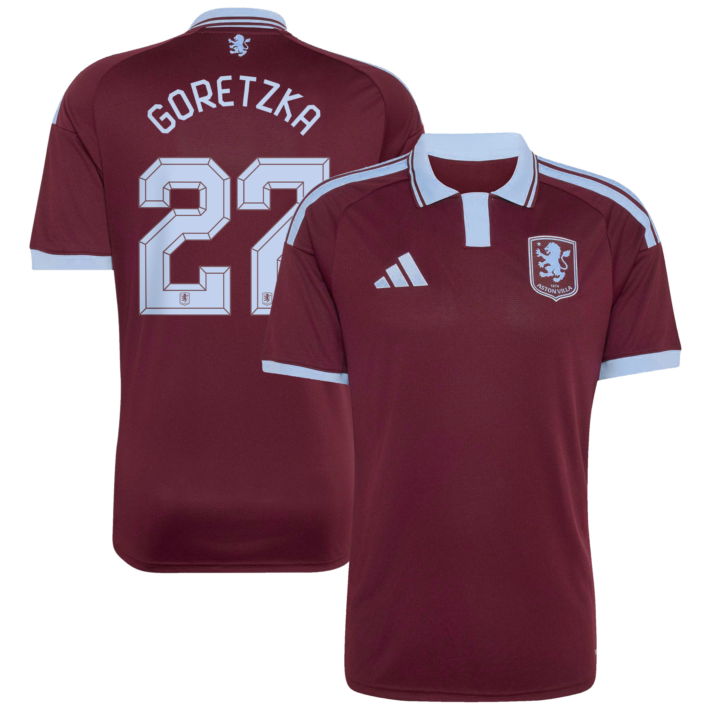 Aston Villa adidas Home Shirt 2026-27 with Goretzka 27 Cup printing, , rebel_hi-res