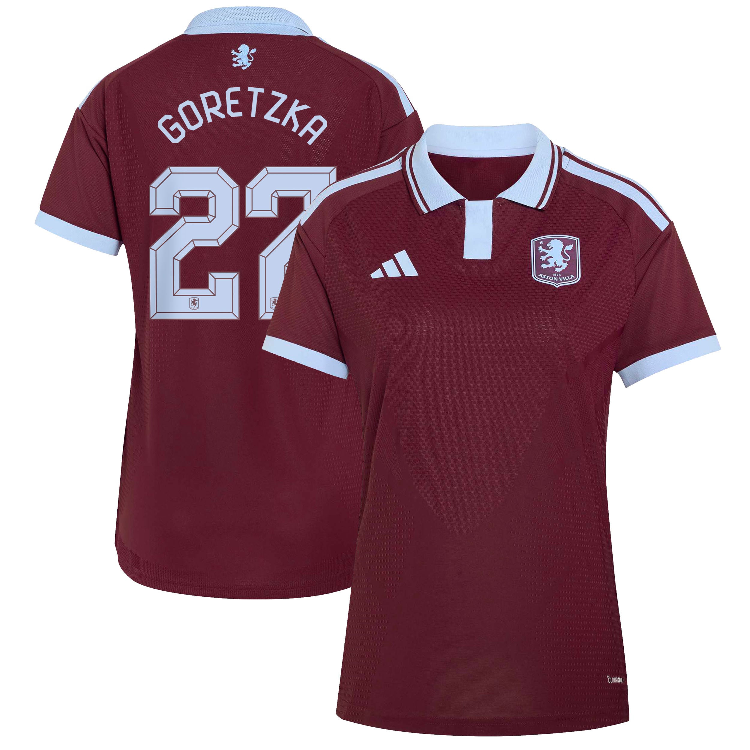 Aston Villa adidas Home Authentic Shirt 2026-27 - Womens with Goretzka 27 Cup printing, , rebel_hi-res