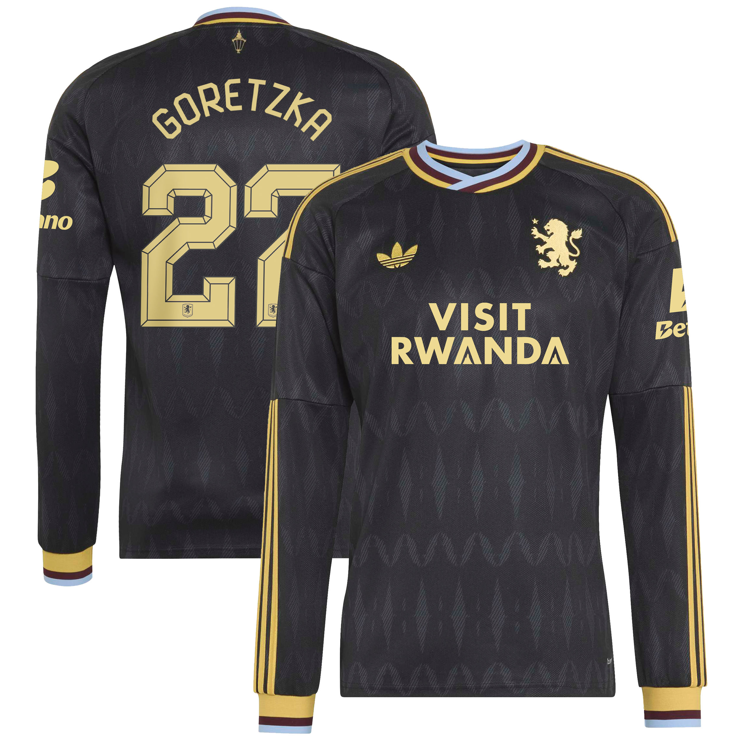 Aston Villa adidas Away Shirt 2026-27 - Long Sleeve with Goretzka 27 Cup printing, , rebel_hi-res