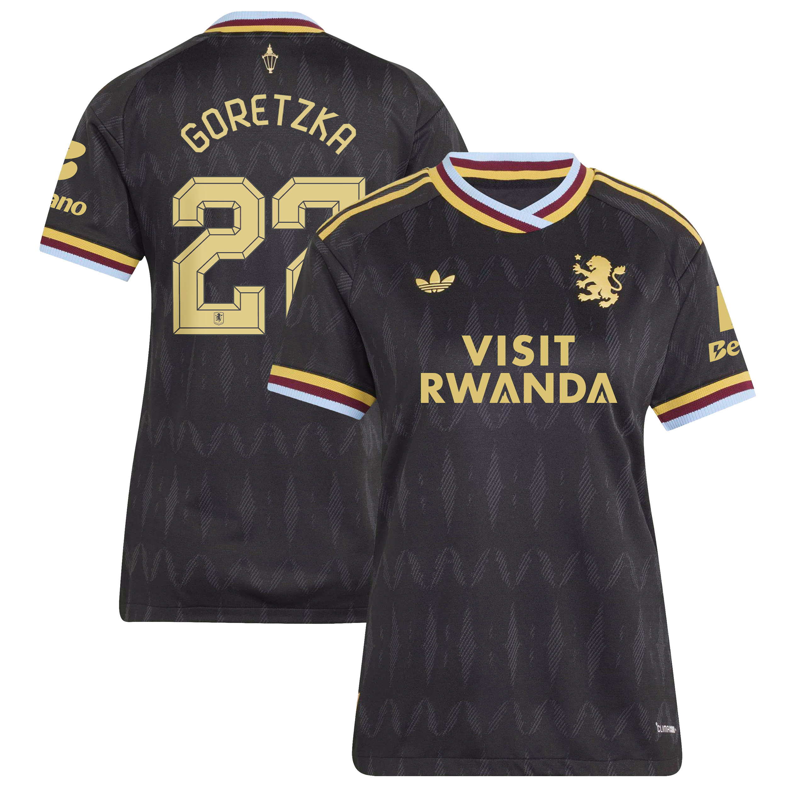 Aston Villa adidas Away Authentic Shirt 2026-27 - Womens with Goretzka 27 Cup printing, , rebel_hi-res