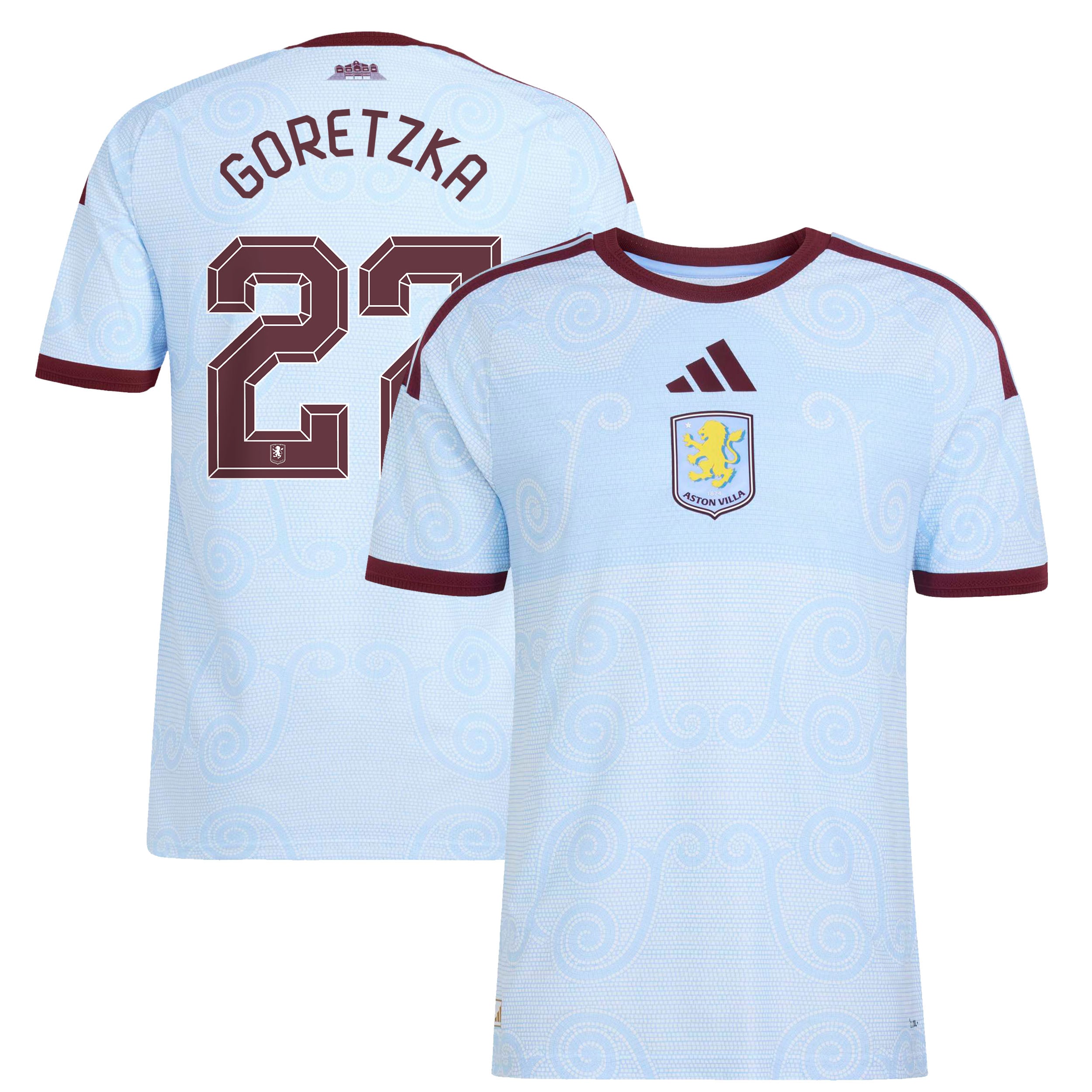 Aston Villa adidas Third Authentic Shirt 2026-27 with Goretzka 27 Cup printing
