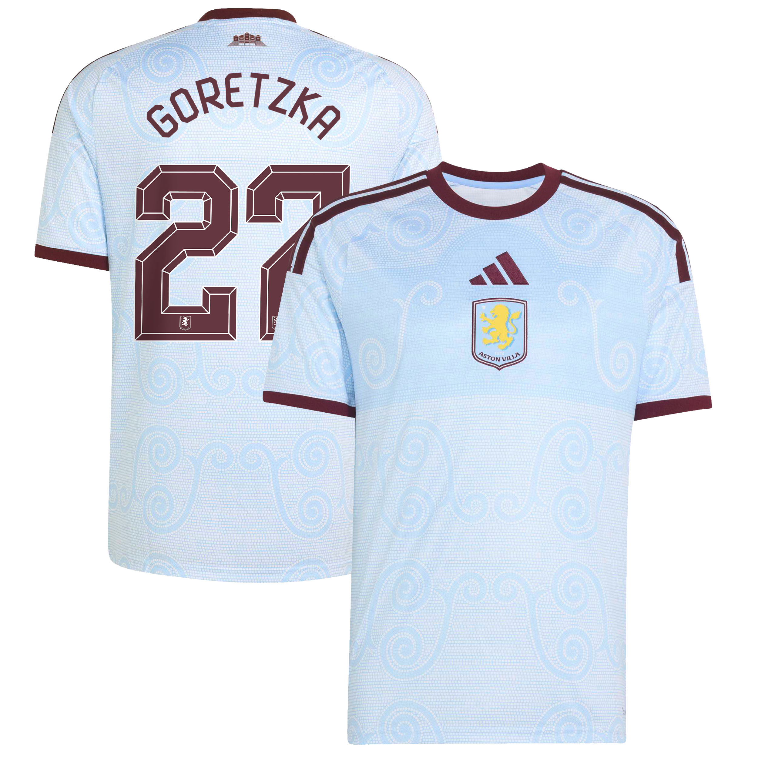 Aston Villa adidas Third Shirt 2026-27 with Goretzka 27 Cup printing, , rebel_hi-res