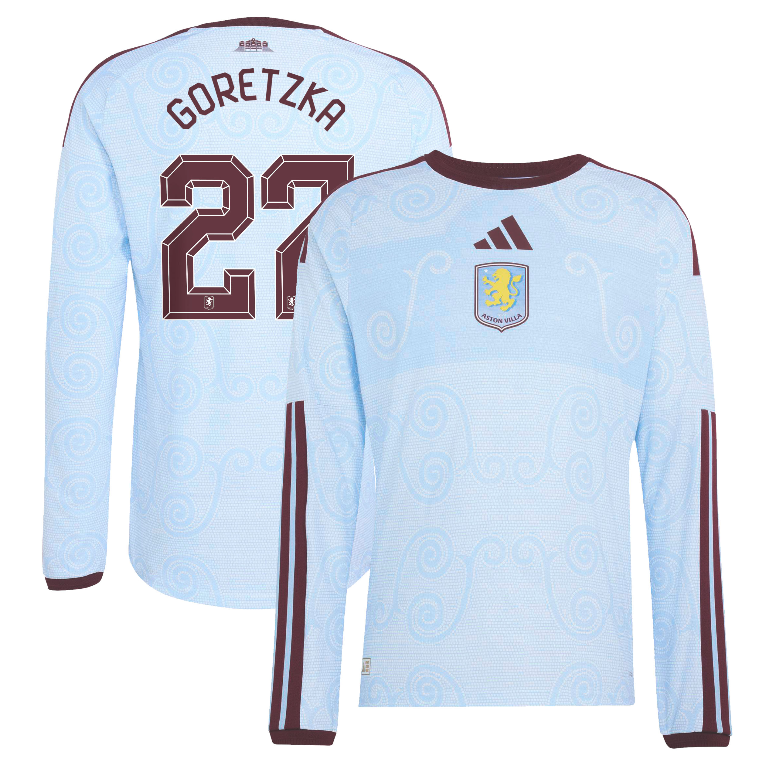 Aston Villa adidas Third Authentic Shirt 2026-27 - Long Sleeve with Goretzka 27 Cup printing, , rebel_hi-res