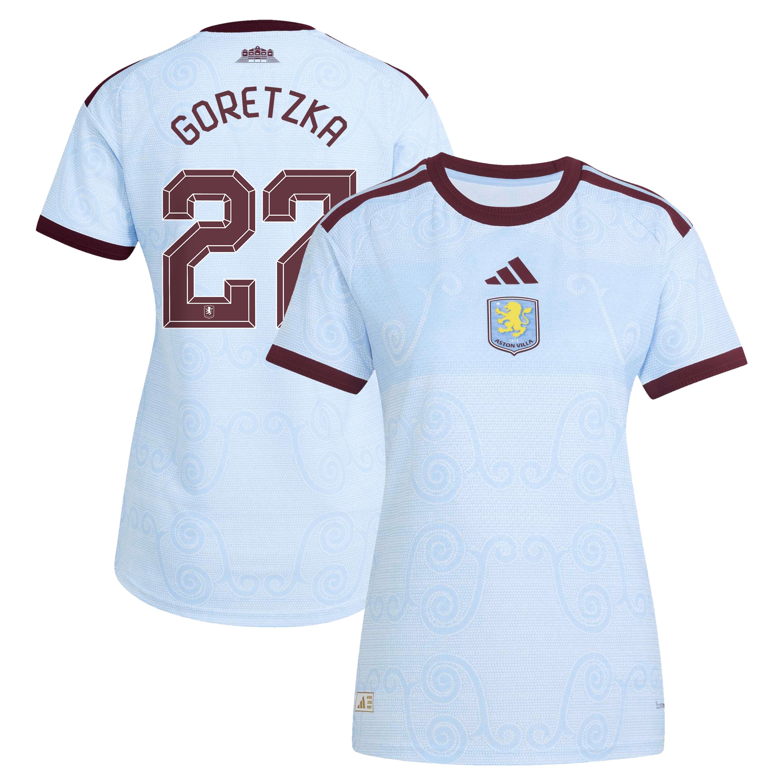Aston Villa adidas Third Authentic Shirt 2026-27 - Womens with Goretzka 27 Cup printing