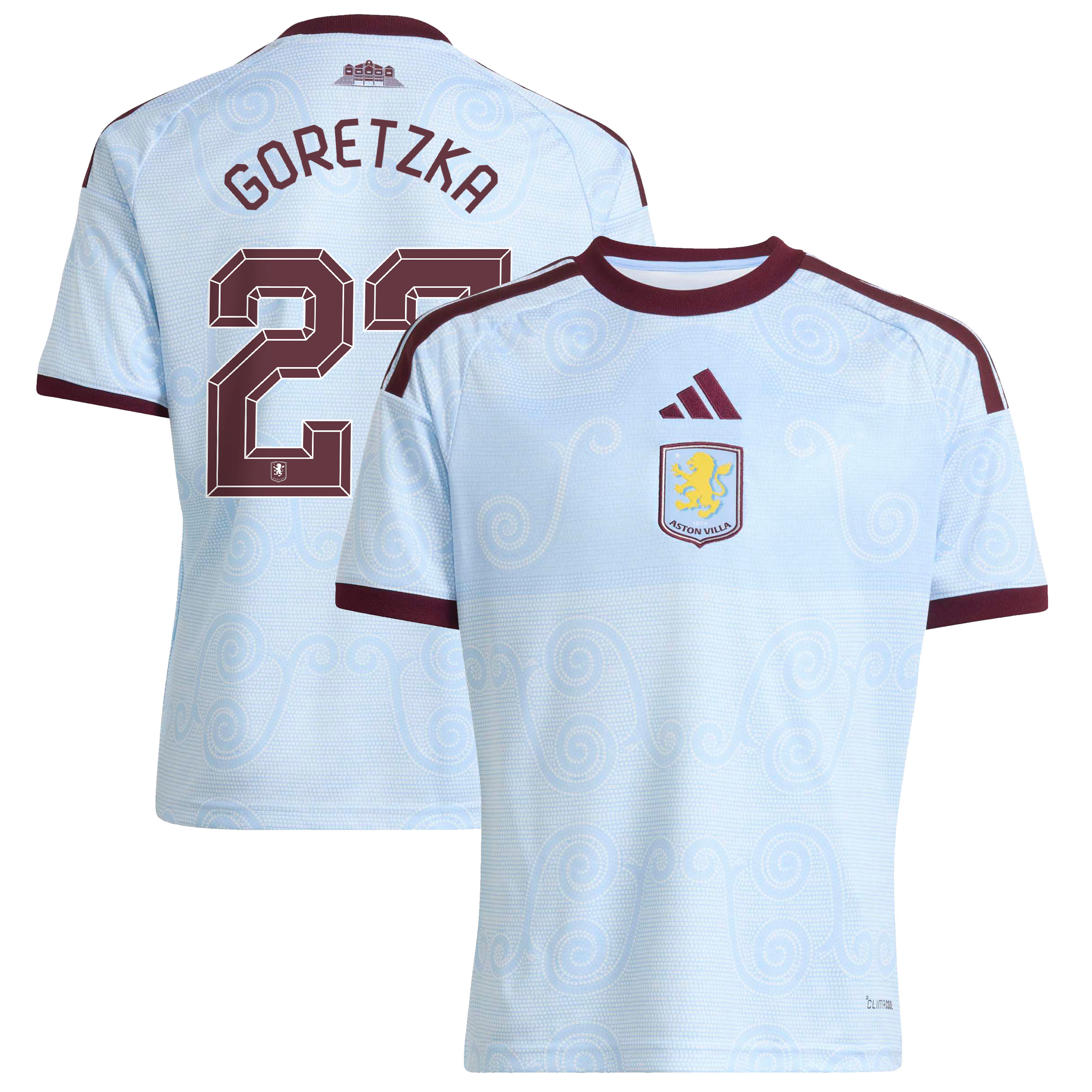 Aston Villa adidas Third Shirt 2026-27 - Kids with Goretzka 27 Cup printing, , rebel_hi-res