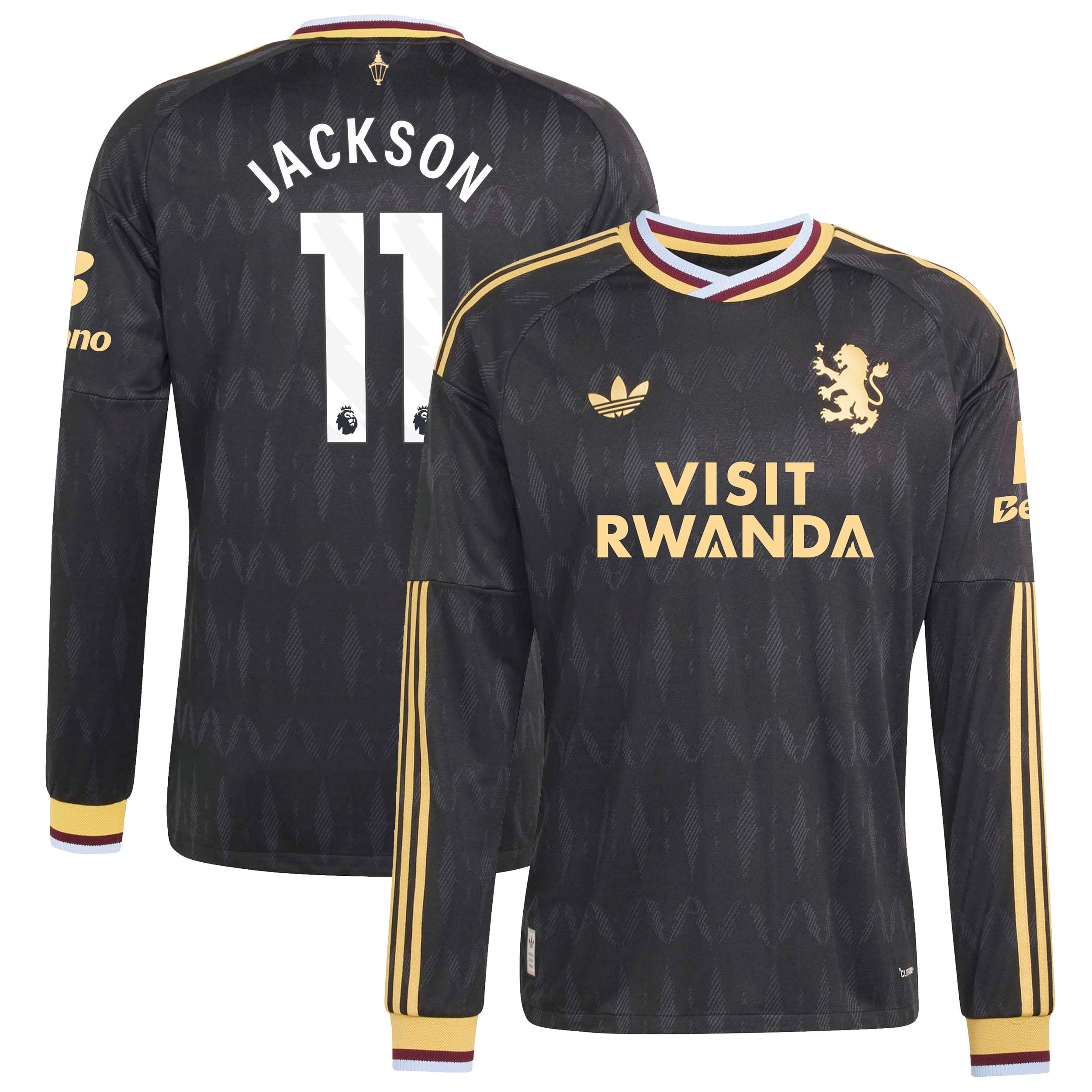 Aston Villa adidas Away Authentic Shirt 2026-27 - Long Sleeve with Jackson 11 printing