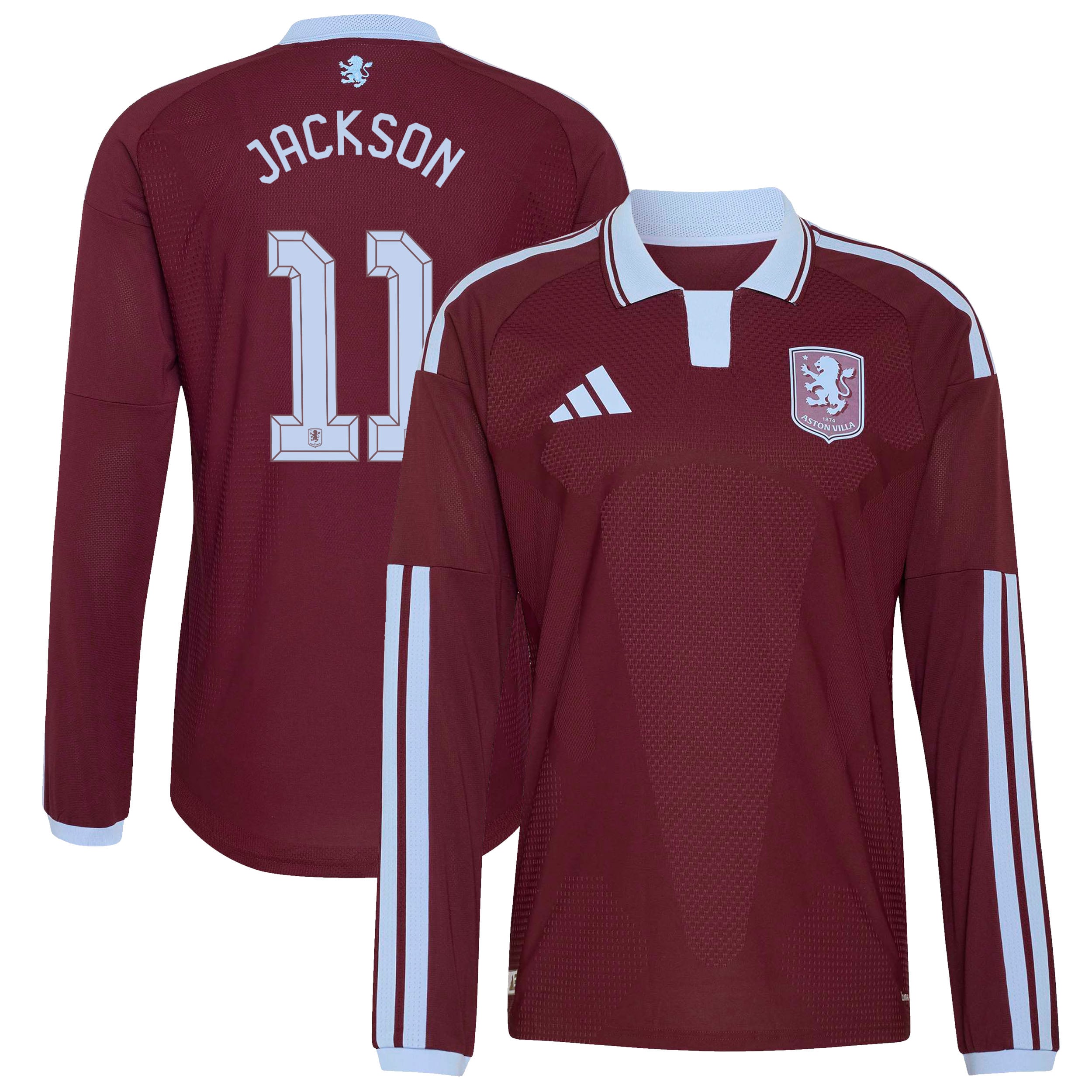 Aston Villa adidas Home Authentic Shirt 2026-27 - Long Sleeve with Jackson 11 Cup printing, , rebel_hi-res