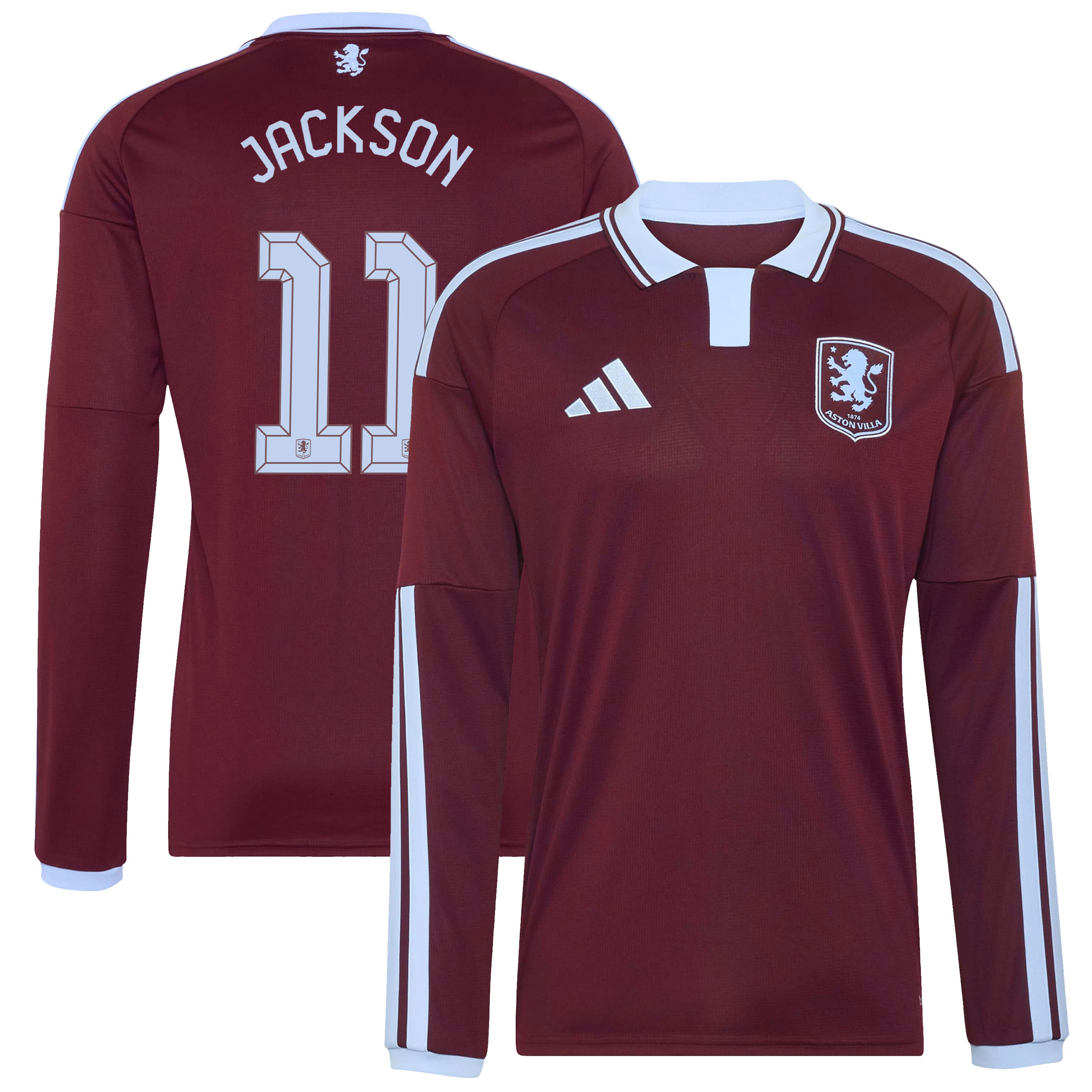 Aston Villa adidas Home Shirt 2026-27 - Long Sleeve with Jackson 11 Cup printing, , rebel_hi-res