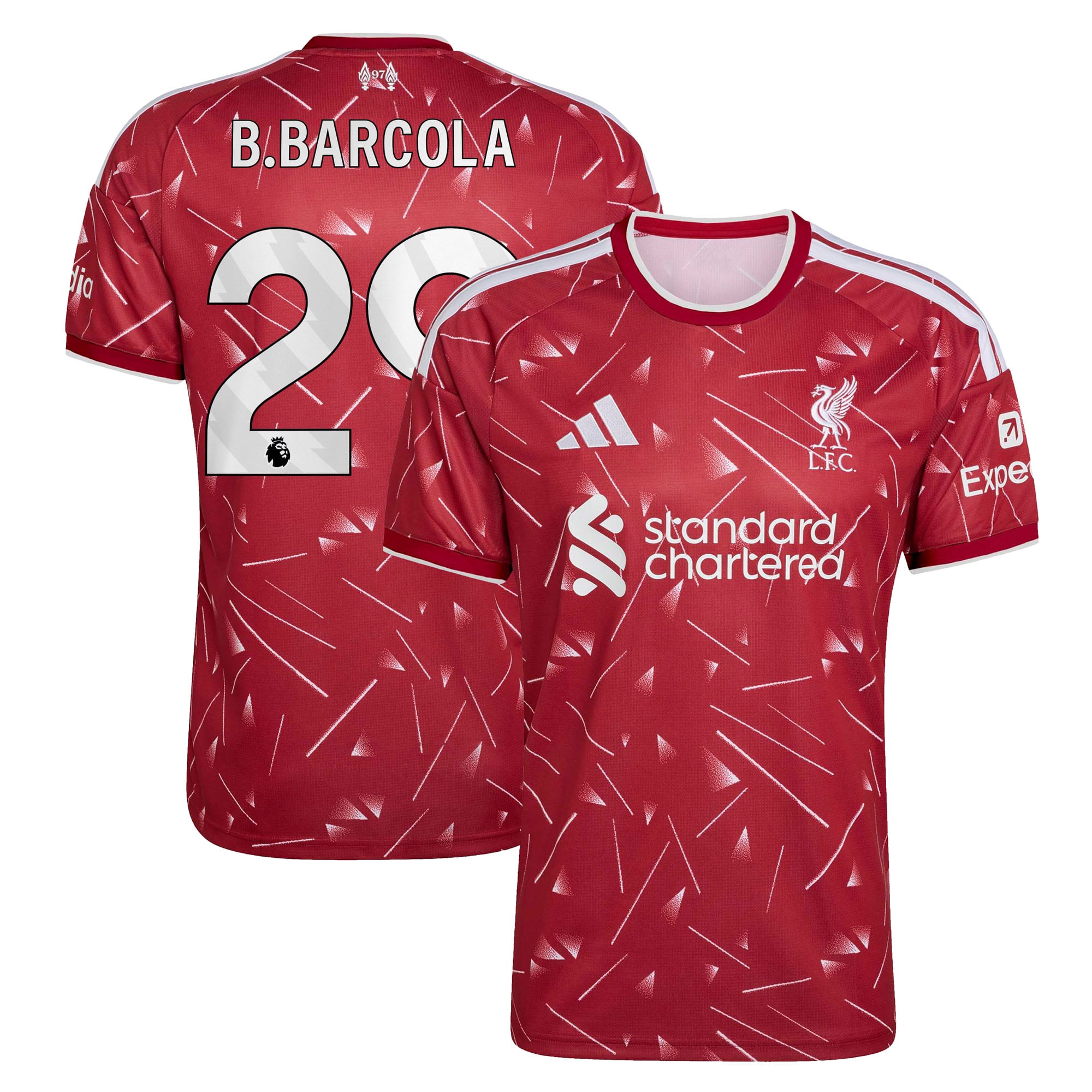 Liverpool adidas Home Shirt 2026-27 with B.Barcola 29 printing, , rebel_hi-res