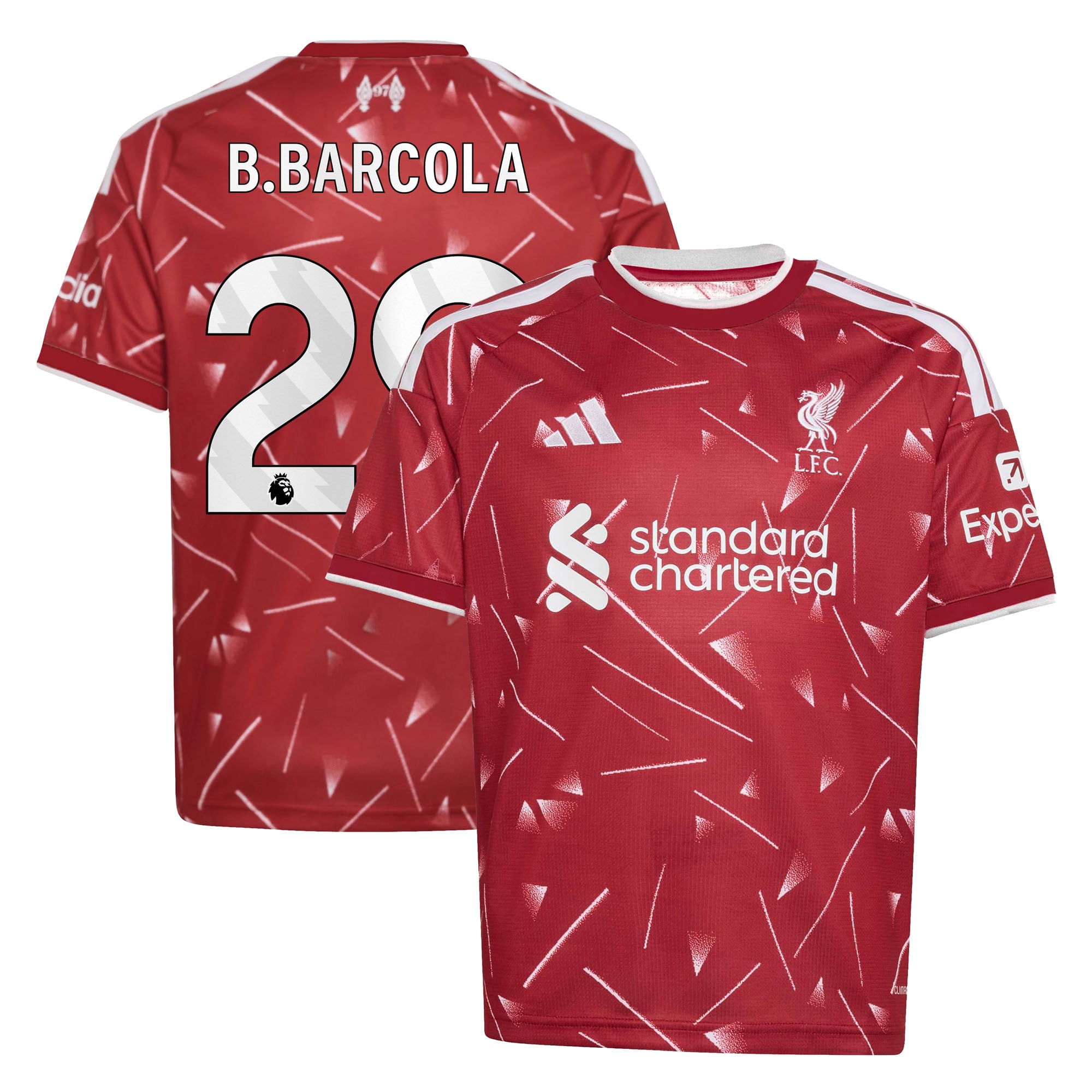 Liverpool adidas Home Shirt 2026-27 - Kids with B.Barcola 29 printing, , rebel_hi-res