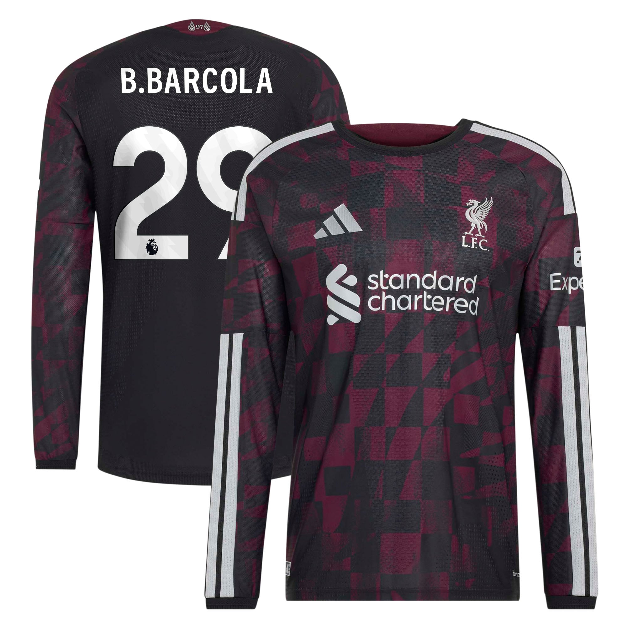Liverpool adidas Third Authentic Shirt 2026-27 - Long Sleeve with B.Barcola 29 printing, , rebel_hi-res