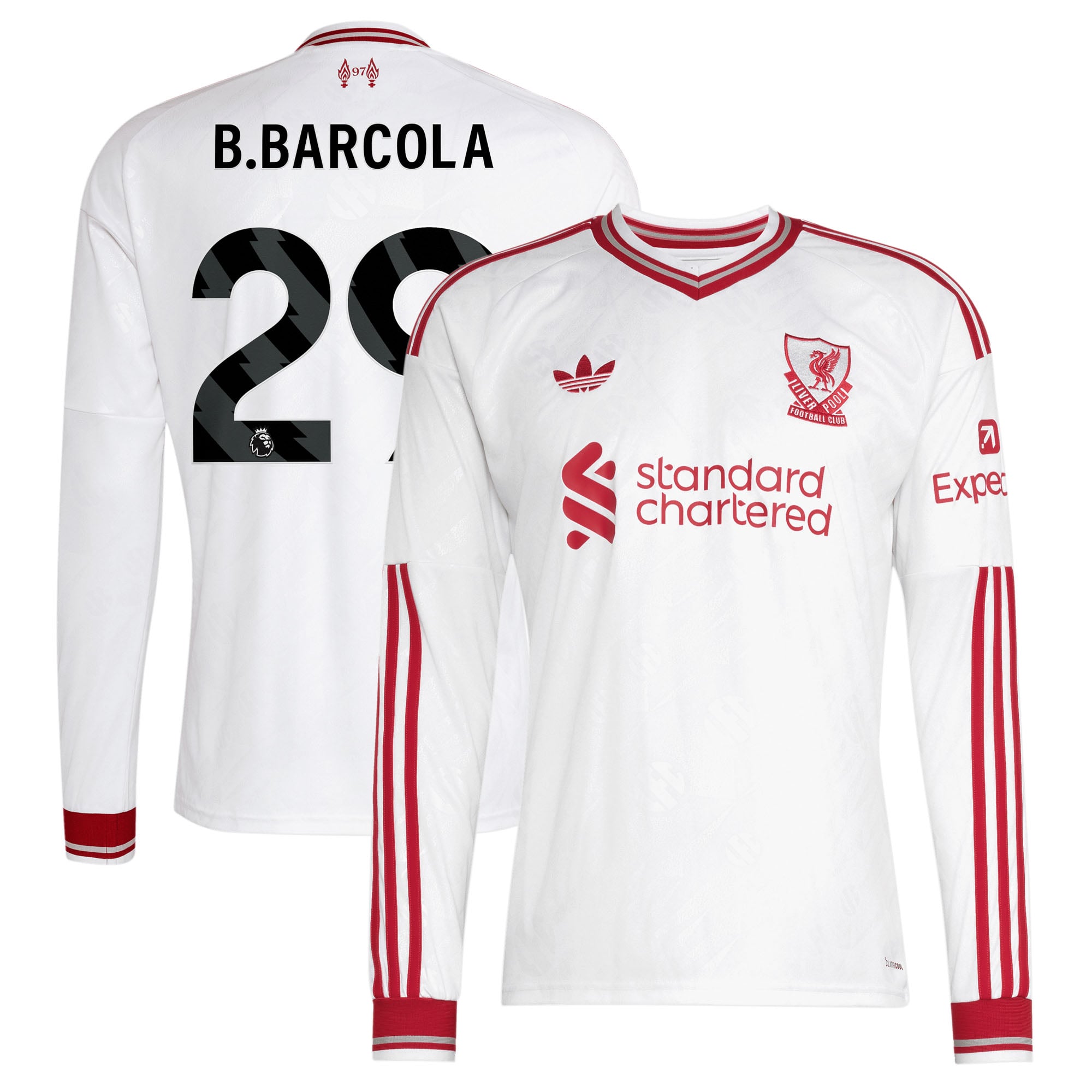 Liverpool adidas Away Shirt 2026-27 - Kids - Long Sleeve with B.Barcola 29 printing, , rebel_hi-res