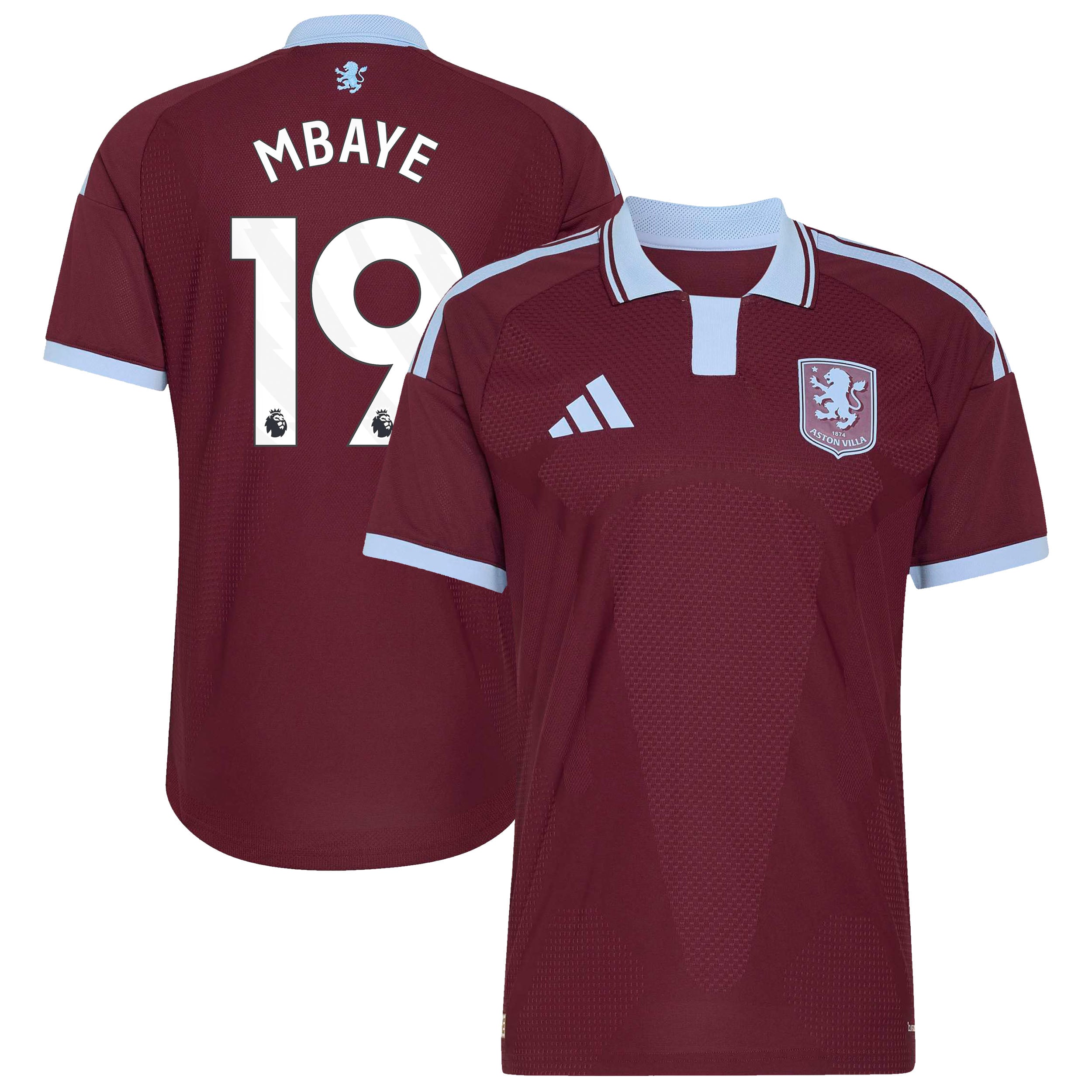 Aston Villa adidas Home Authentic Shirt 2026-27 with Mbaye 19 printing