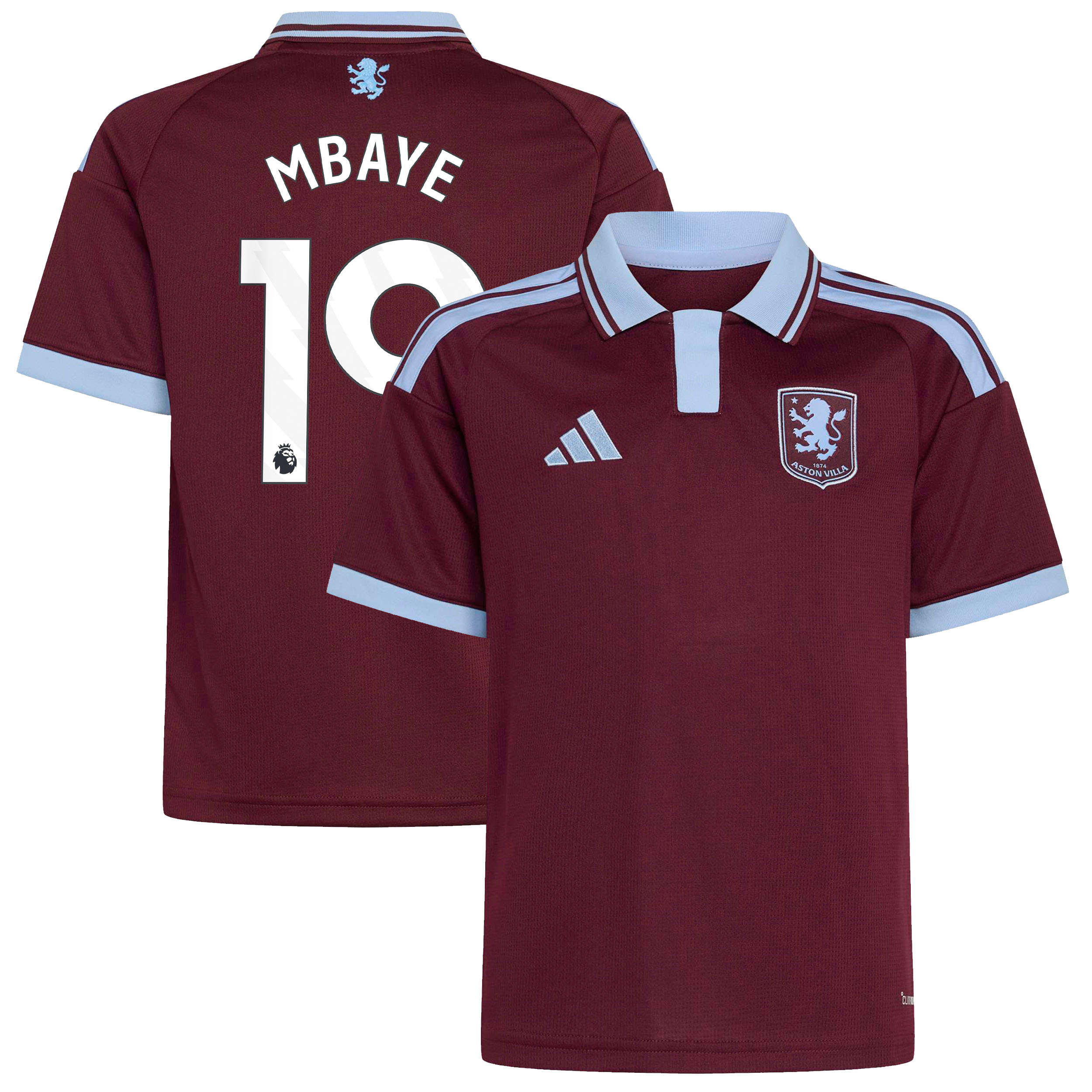 Aston Villa adidas Home Shirt 2026-27 - Kids with Mbaye 19 printing, , rebel_hi-res