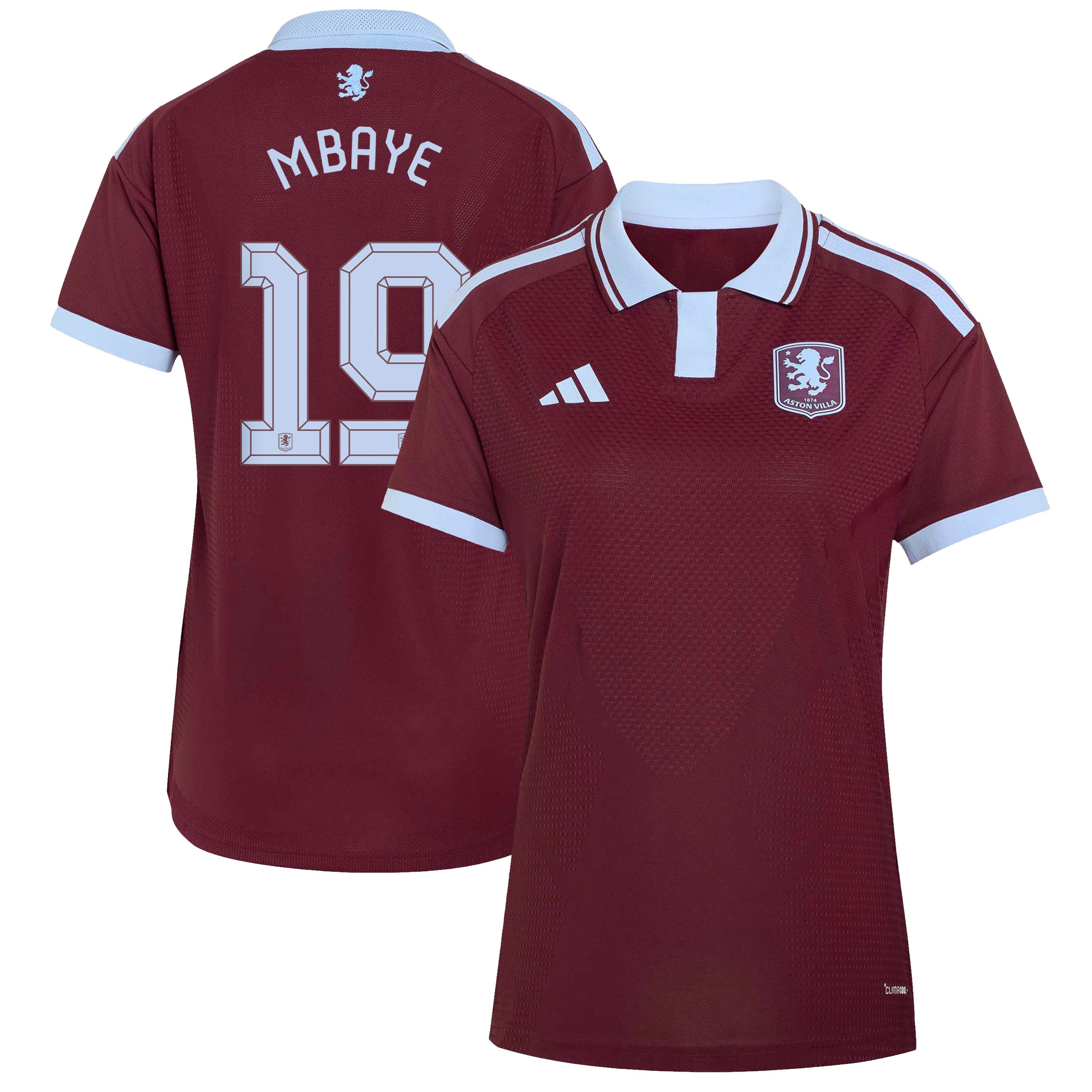 Aston Villa adidas Home Authentic Shirt 2026-27 - Womens with Mbaye 19 Cup printing