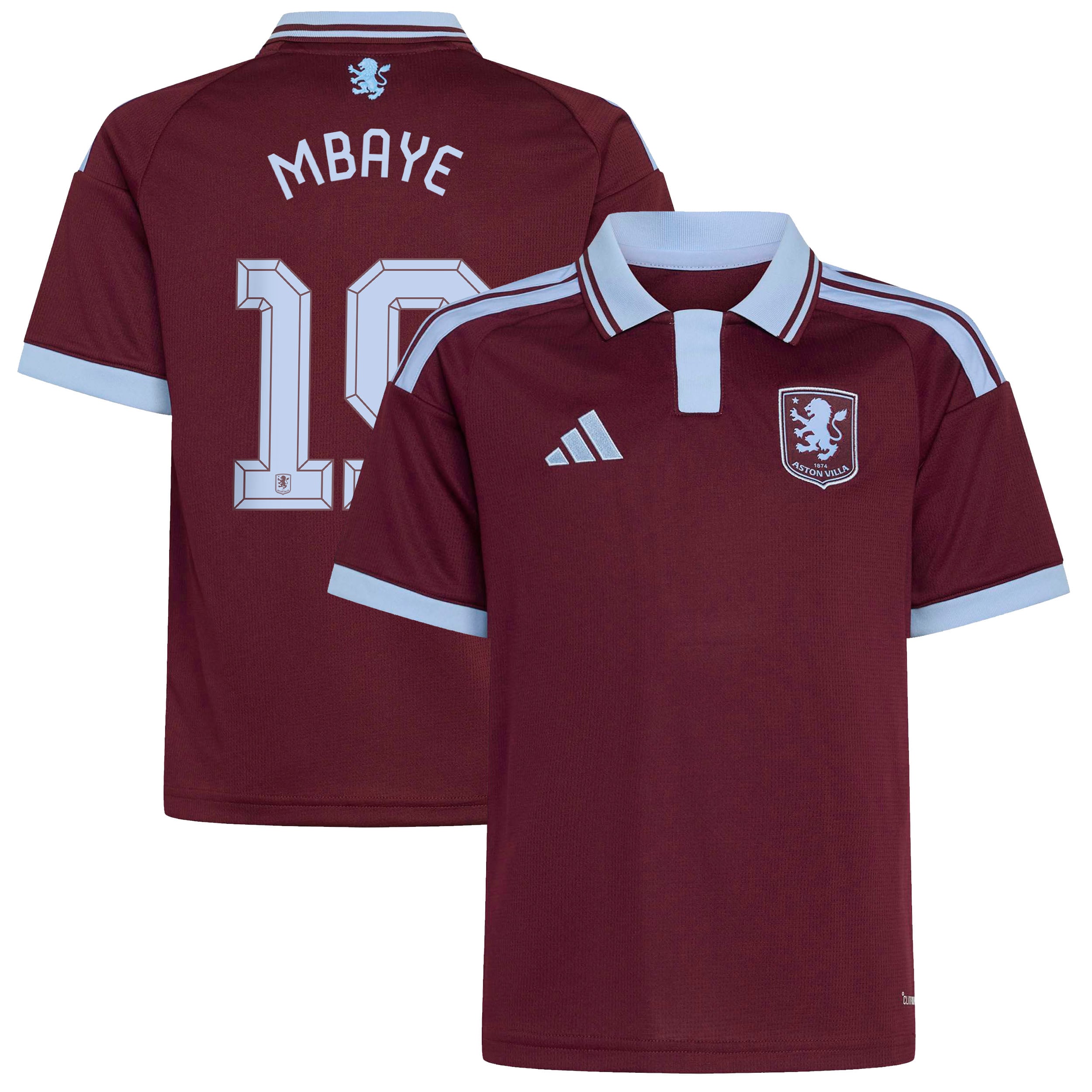 Aston Villa adidas Home Shirt 2026-27 - Kids with Mbaye 19 Cup printing