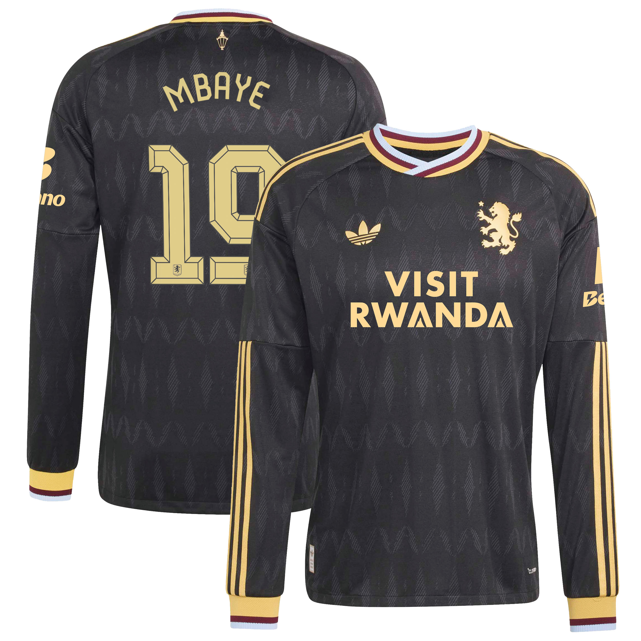 Aston Villa adidas Away Authentic Shirt 2026-27 - Long Sleeve with Mbaye 19 Cup printing, , rebel_hi-res