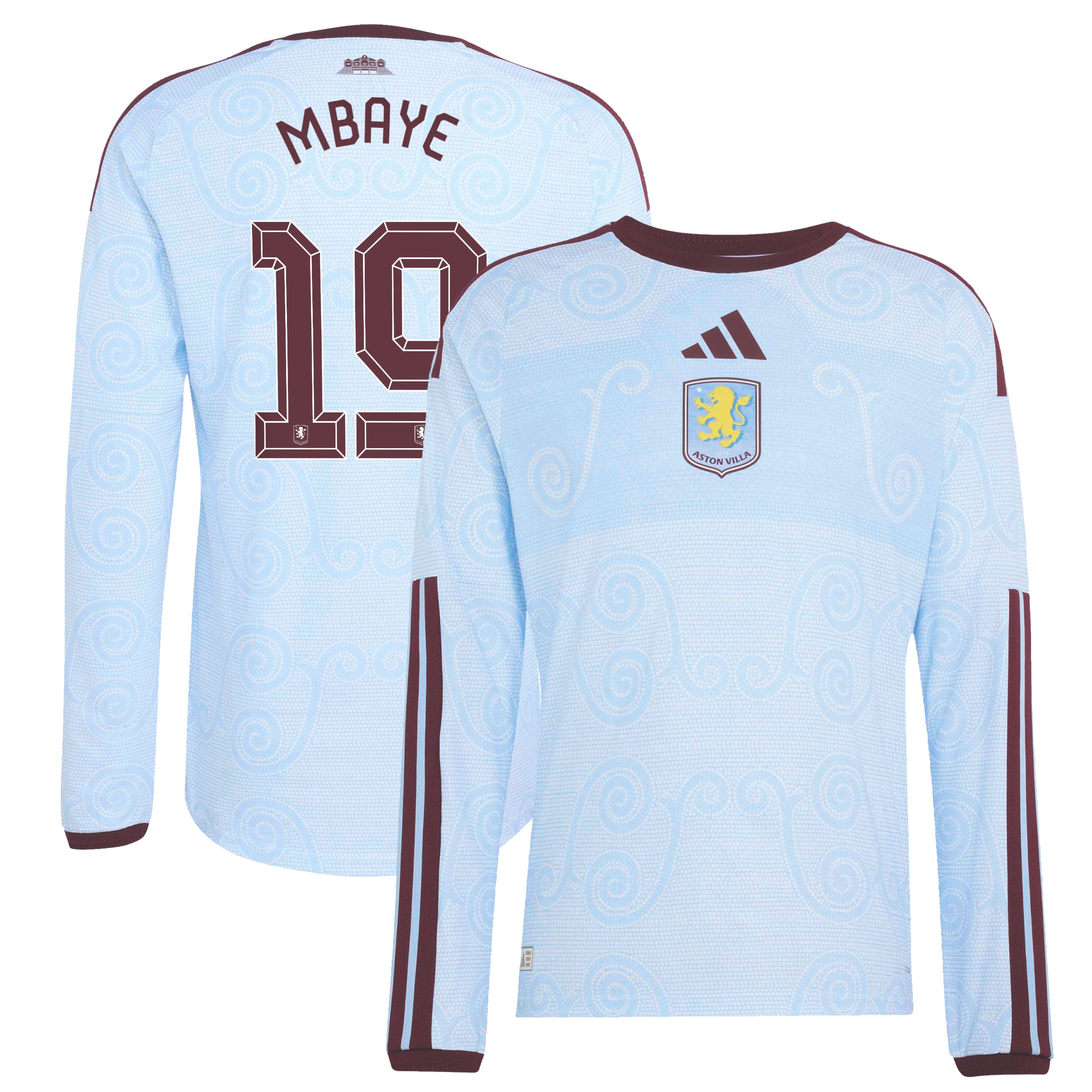 Aston Villa adidas Third Authentic Shirt 2026-27 - Long Sleeve with Mbaye 19 Cup printing